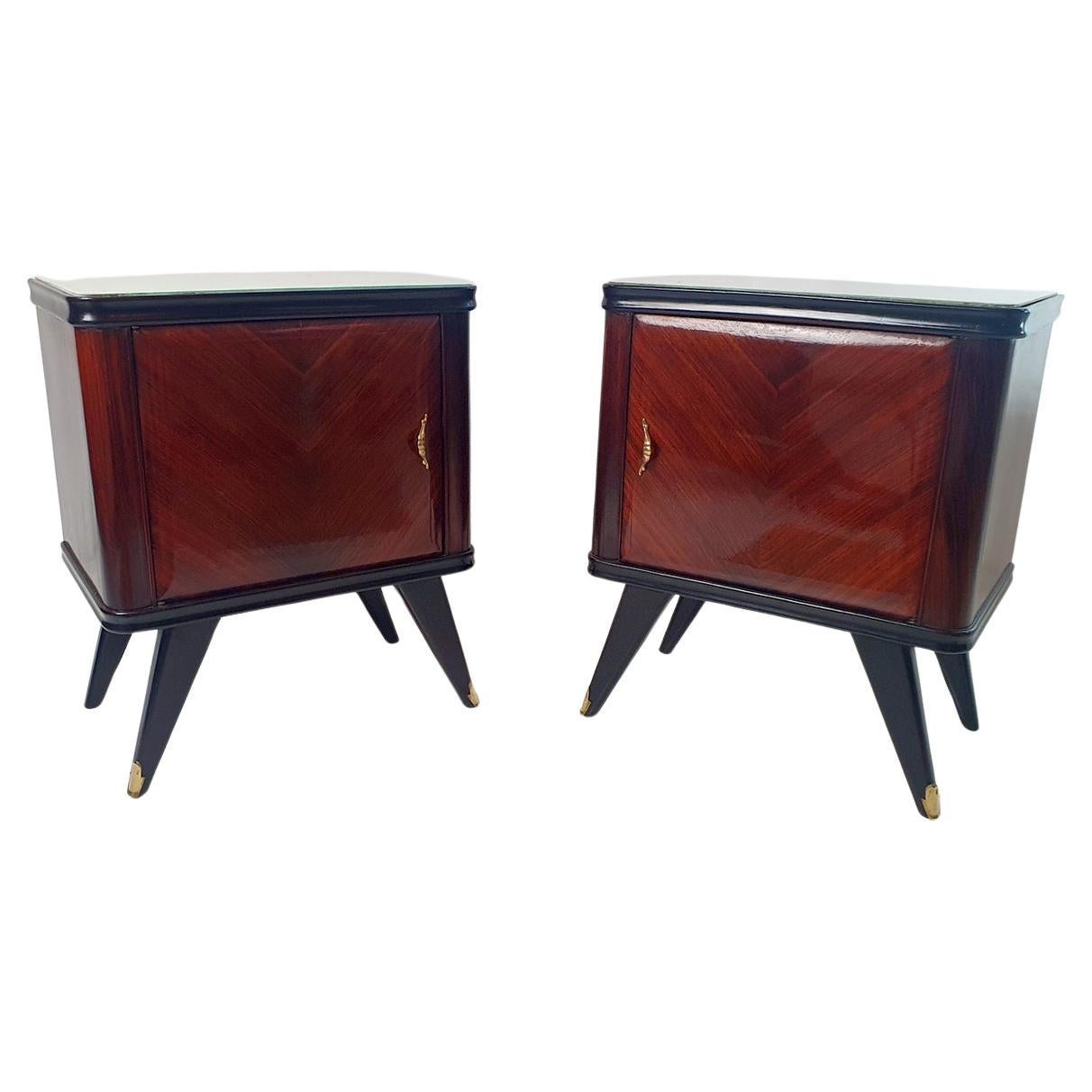 A Pair of Italian Mid Century Nightstands For Sale