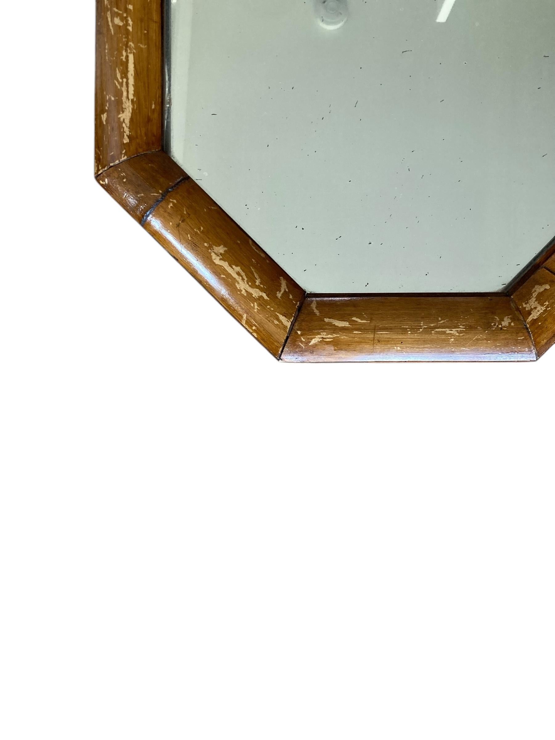Bohème Paire de miroirs octogonaux italiens encadrés de bambou du milieu du siècle dernier en vente