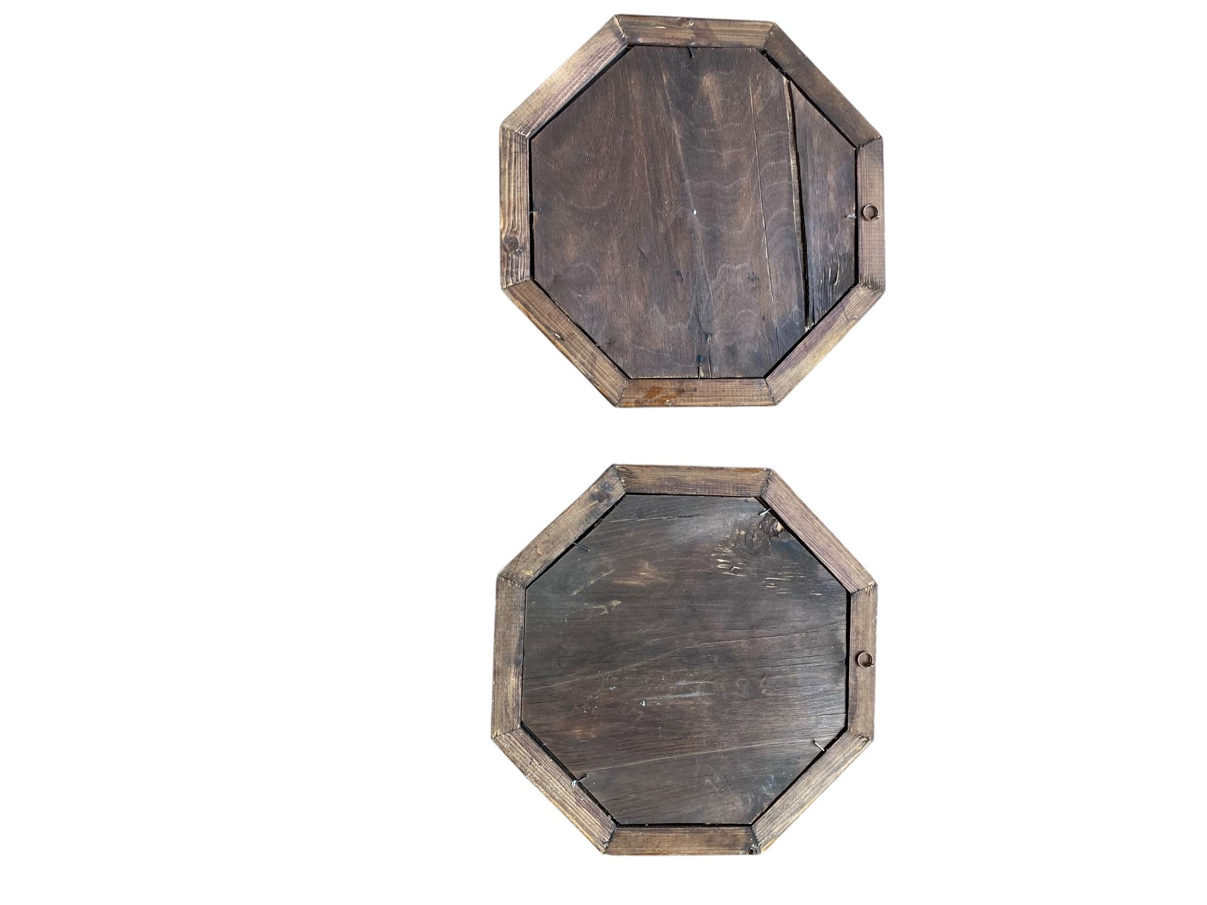 Paire de miroirs octogonaux italiens encadrés de bambou du milieu du siècle dernier Bon état - En vente à Bishop's Stortford, GB