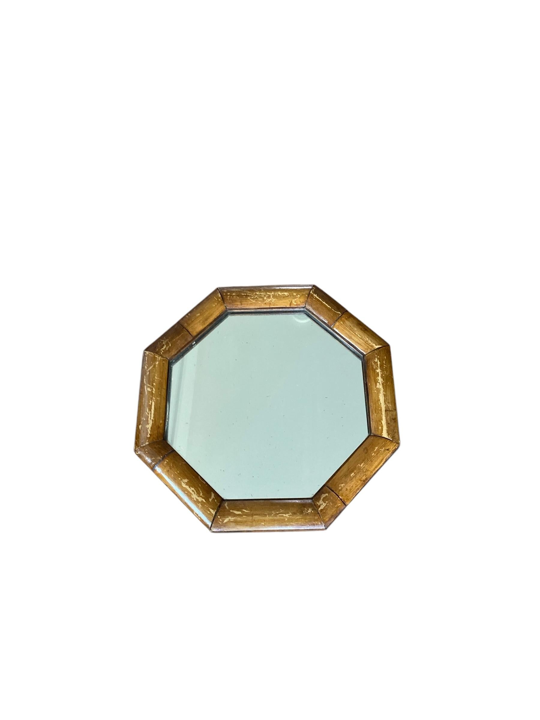 Bambou Paire de miroirs octogonaux italiens encadrés de bambou du milieu du siècle dernier en vente