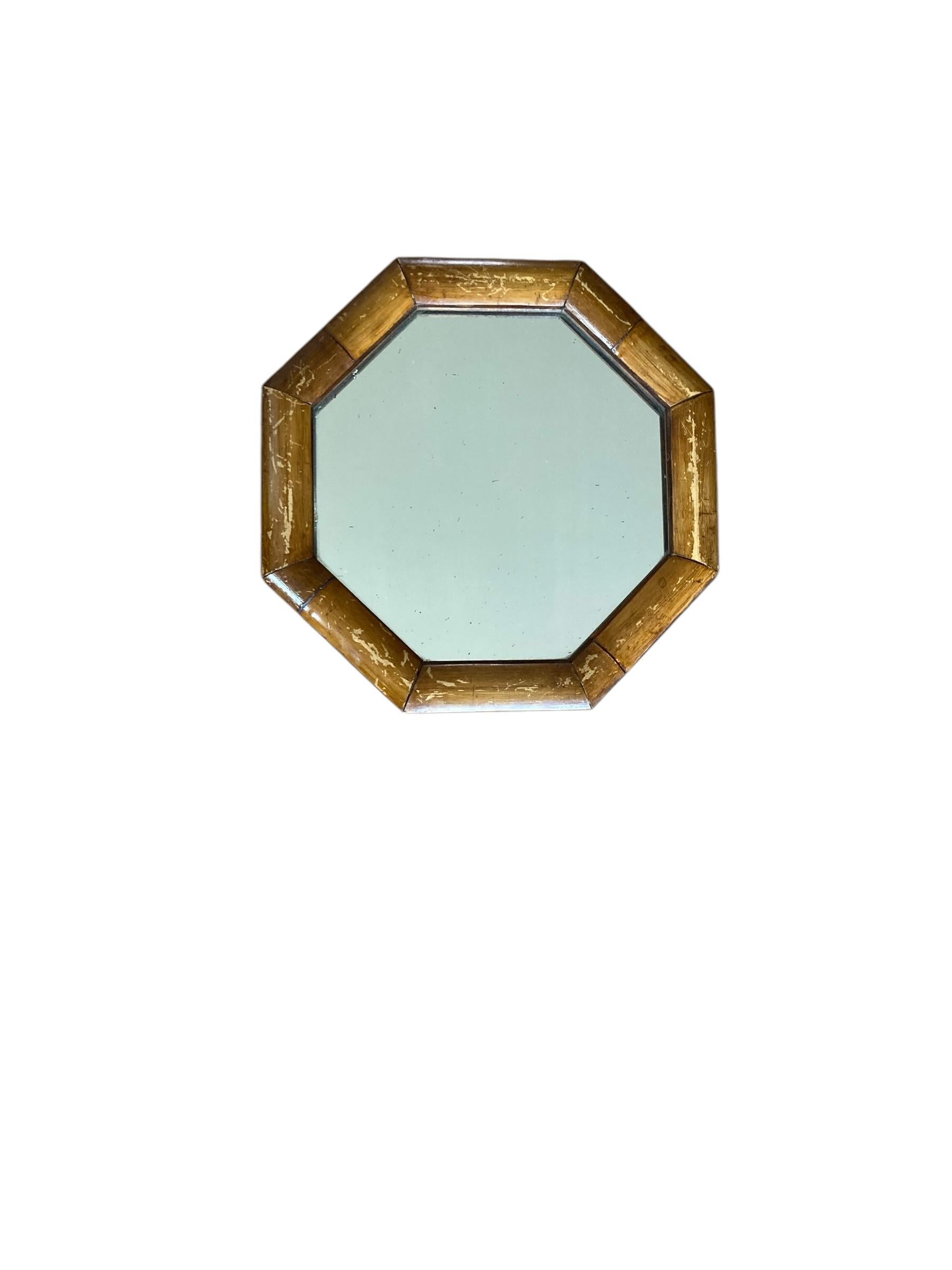 Paire de miroirs octogonaux italiens encadrés de bambou du milieu du siècle dernier en vente 1