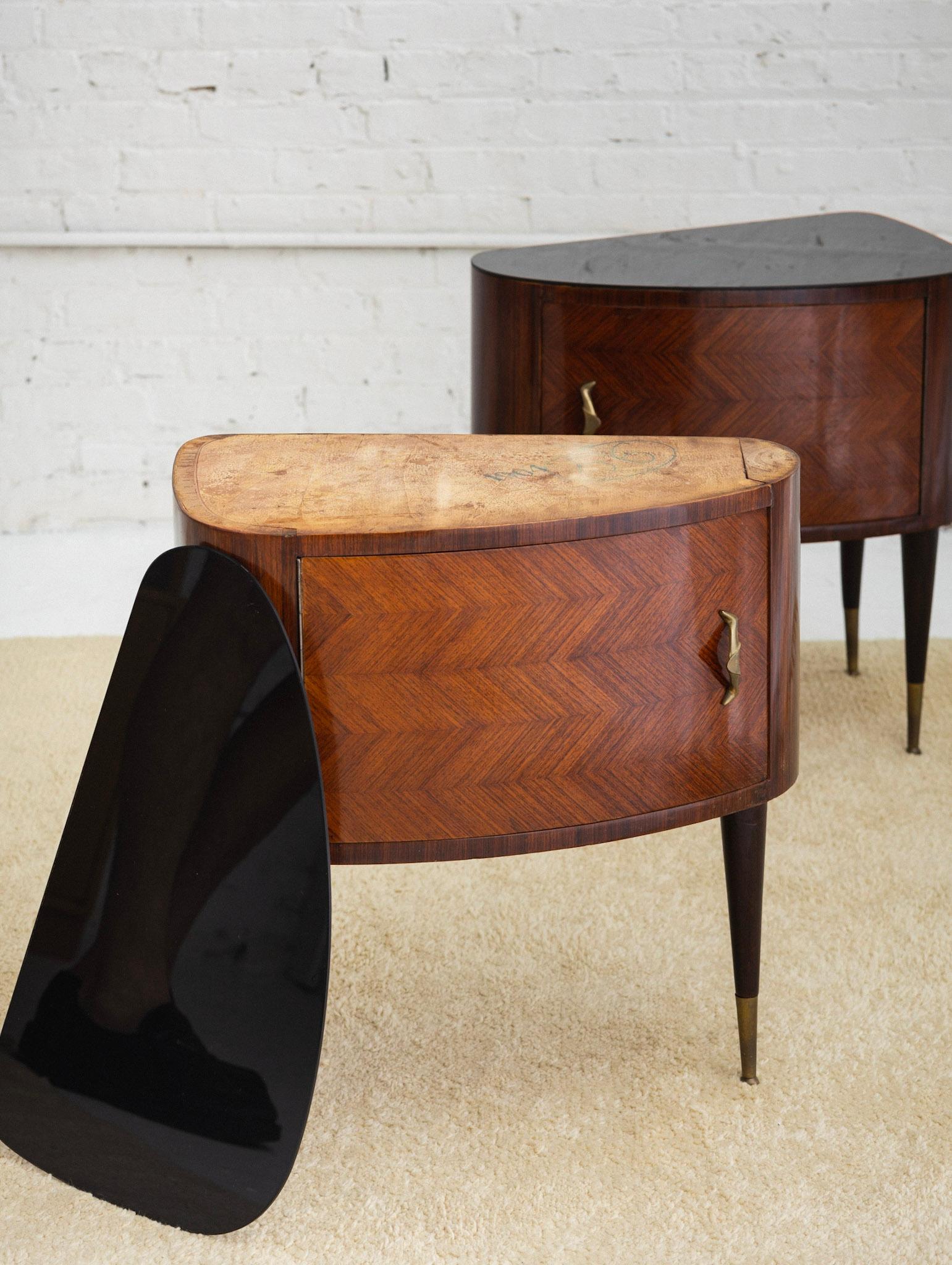Pair of Italian Mid Century Wood Inlay Nightstands in the Style of Paolo Buffa 7
