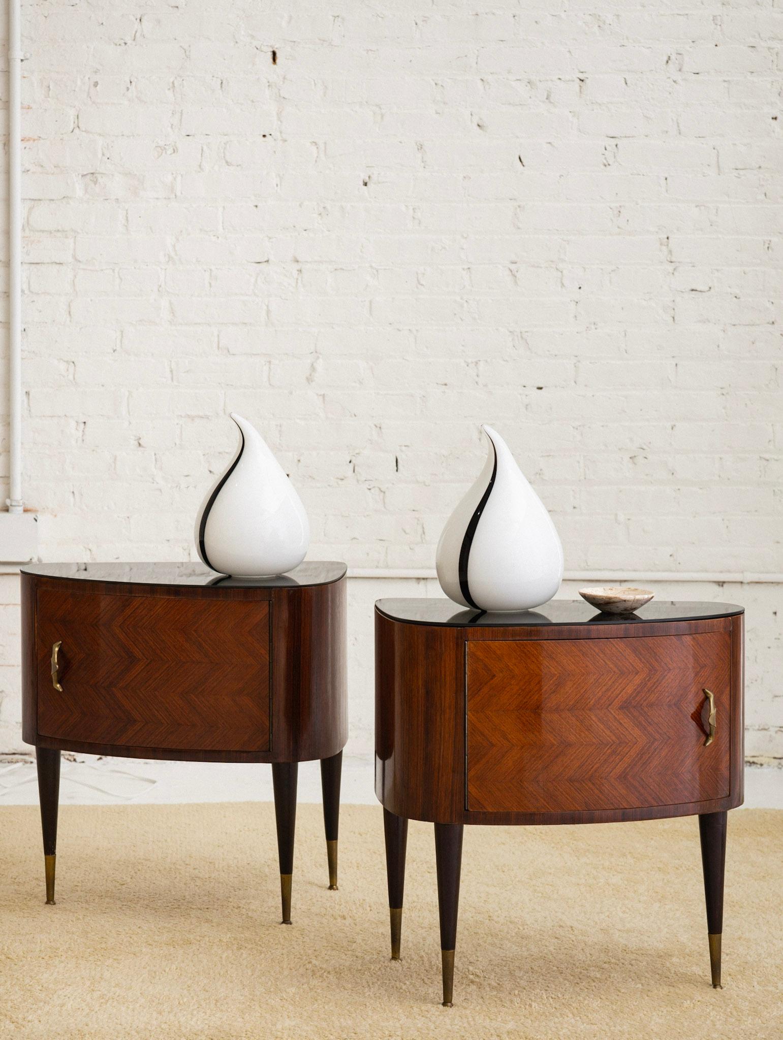 Pair of Italian Mid Century Wood Inlay Nightstands in the Style of Paolo Buffa 11