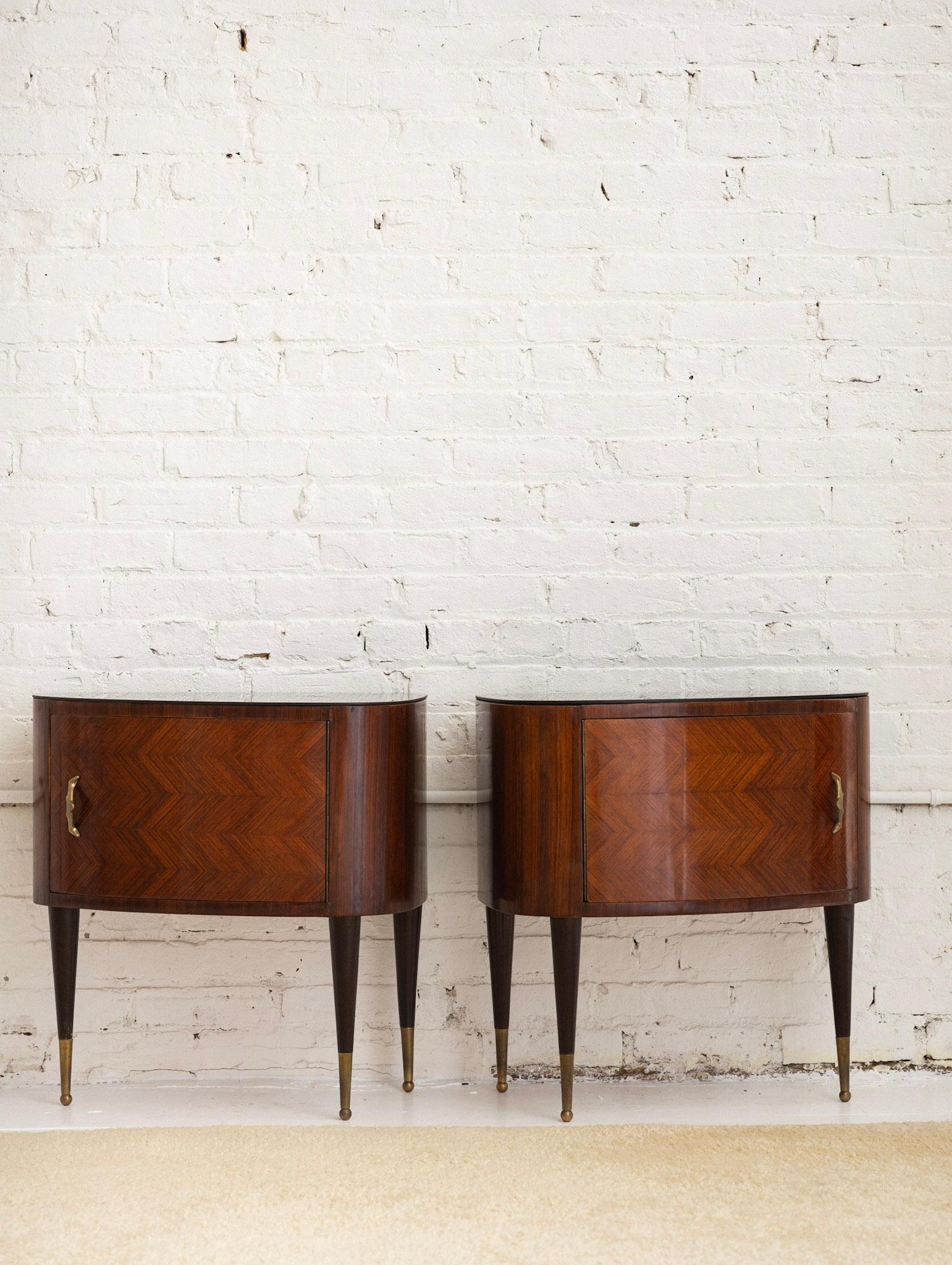 Mid-Century Modern Pair of Italian Mid Century Wood Inlay Nightstands in the Style of Paolo Buffa