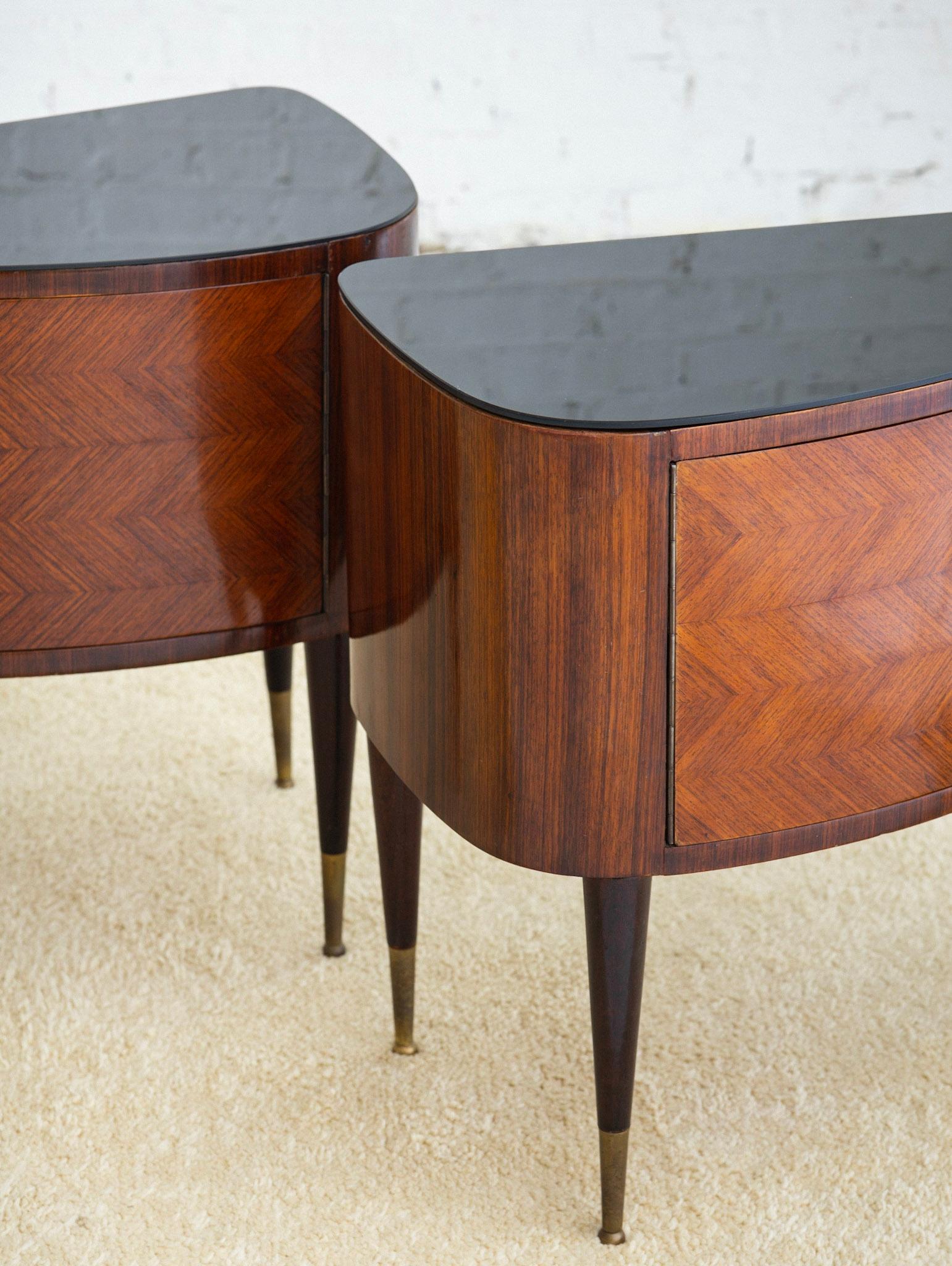 Mid-20th Century Pair of Italian Mid Century Wood Inlay Nightstands in the Style of Paolo Buffa