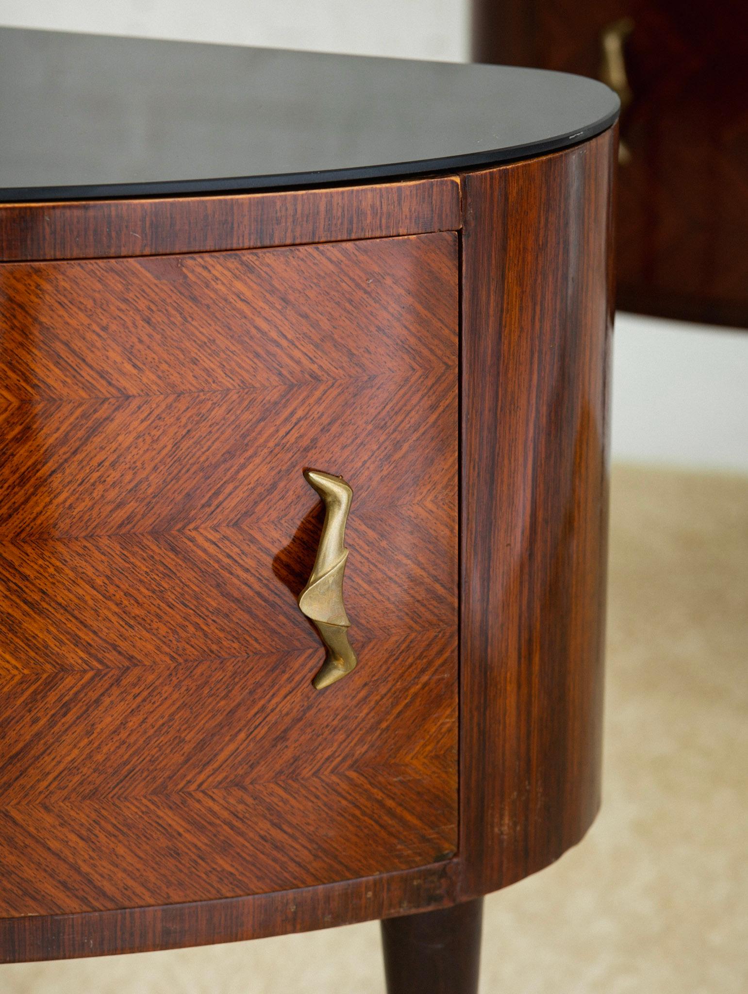 Pair of Italian Mid Century Wood Inlay Nightstands in the Style of Paolo Buffa 2