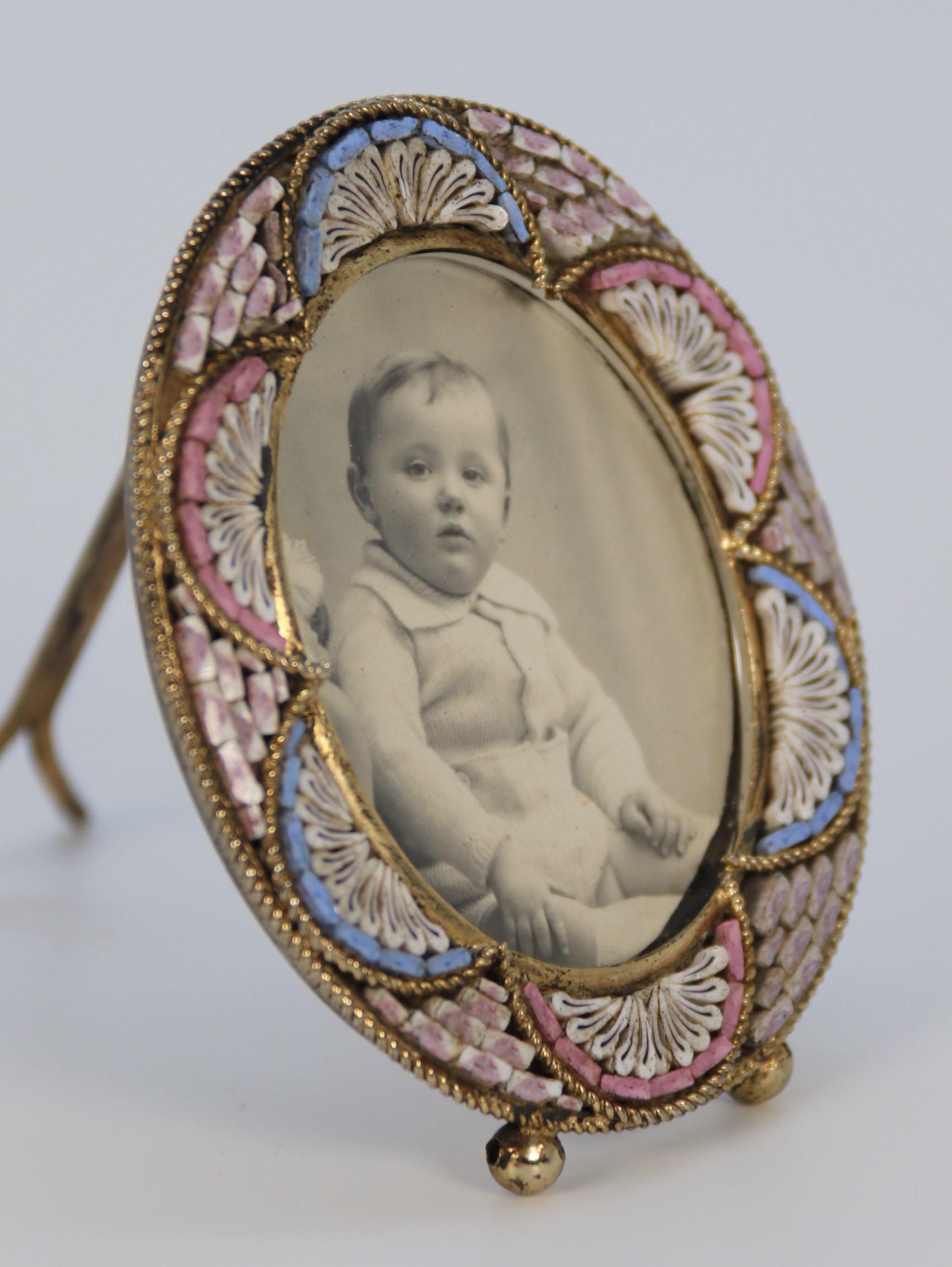 A pair of Italian miniature micro mosaic photo frames circa 1920  For Sale 9