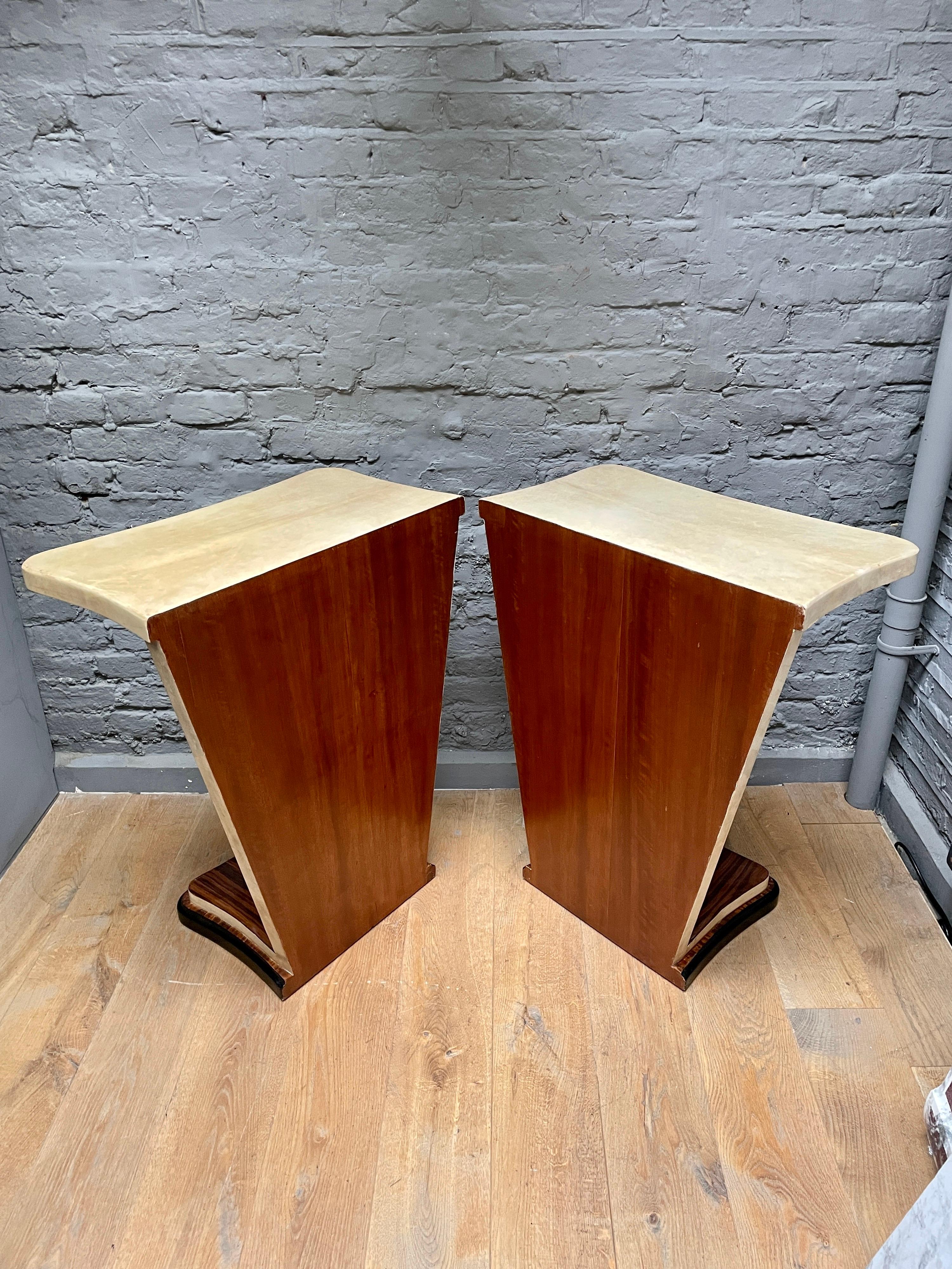 Pair of Italian Mirrored and Lacquered Goatskin Console Tables For Sale 10