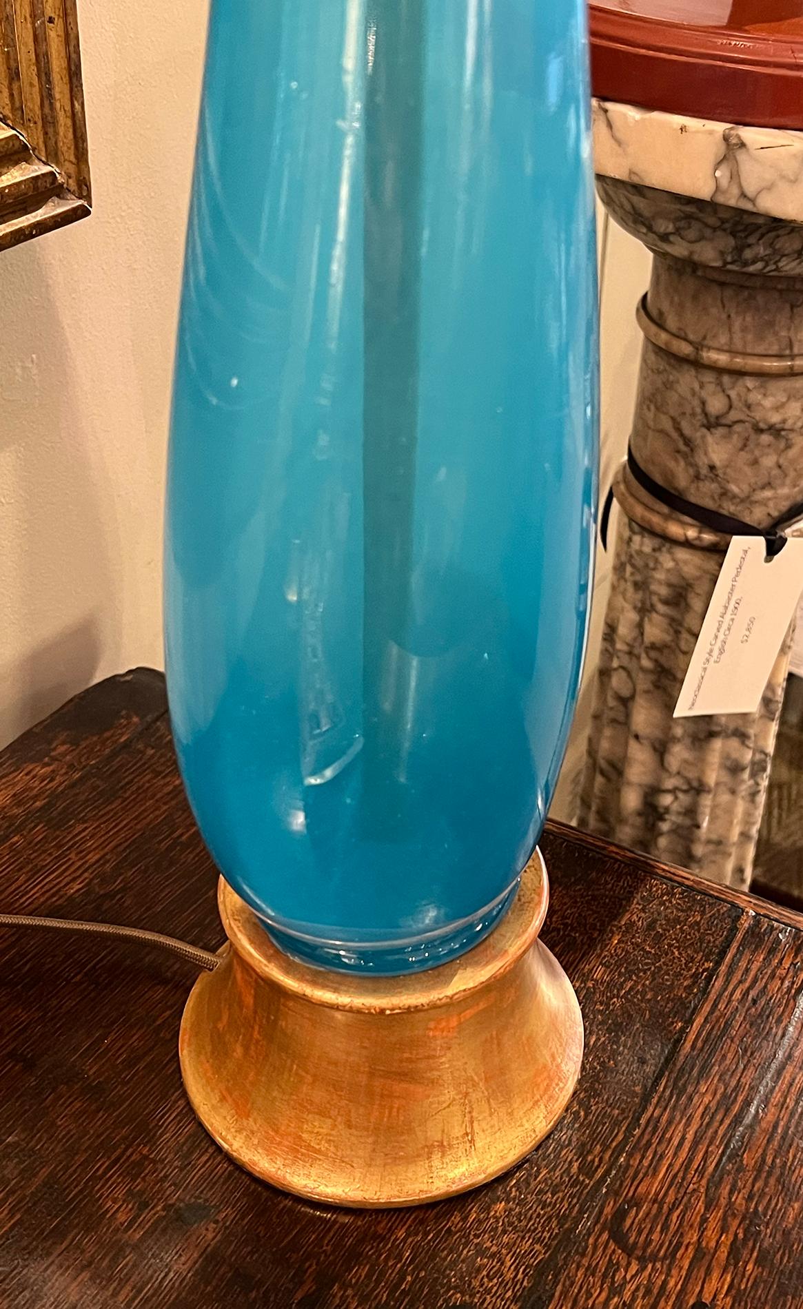 Mid-Century Modern Paire de lampes d'art italiennes en verre de Murano soufflé à la main en forme de bouteille en vente