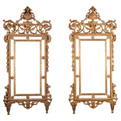 A Pair of Italian Neoclassical Giltwood Pier Mirrors