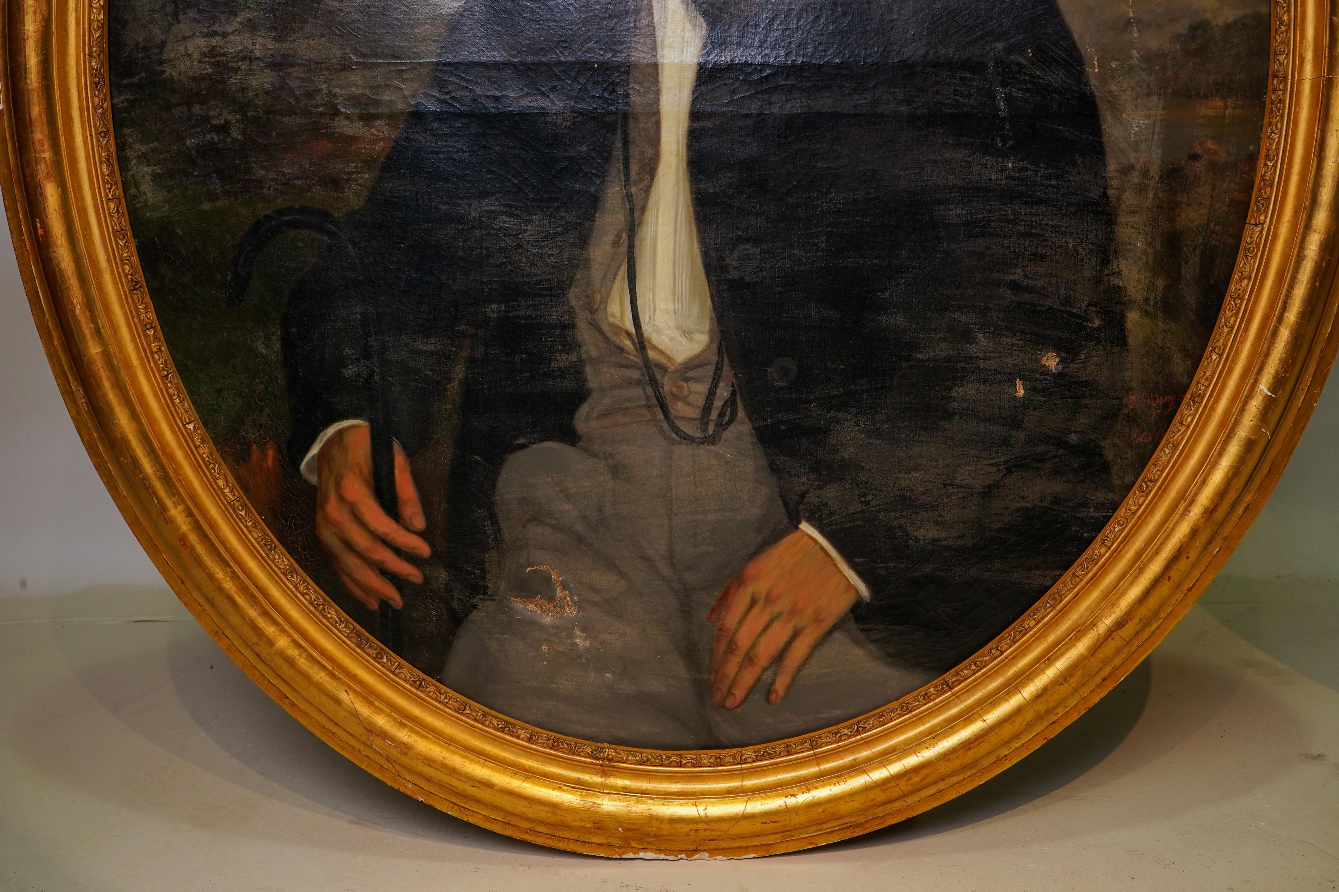 Paar italienische Ölporträts mit Holz und vergoldeten Rahmen (20. Jahrhundert) im Angebot