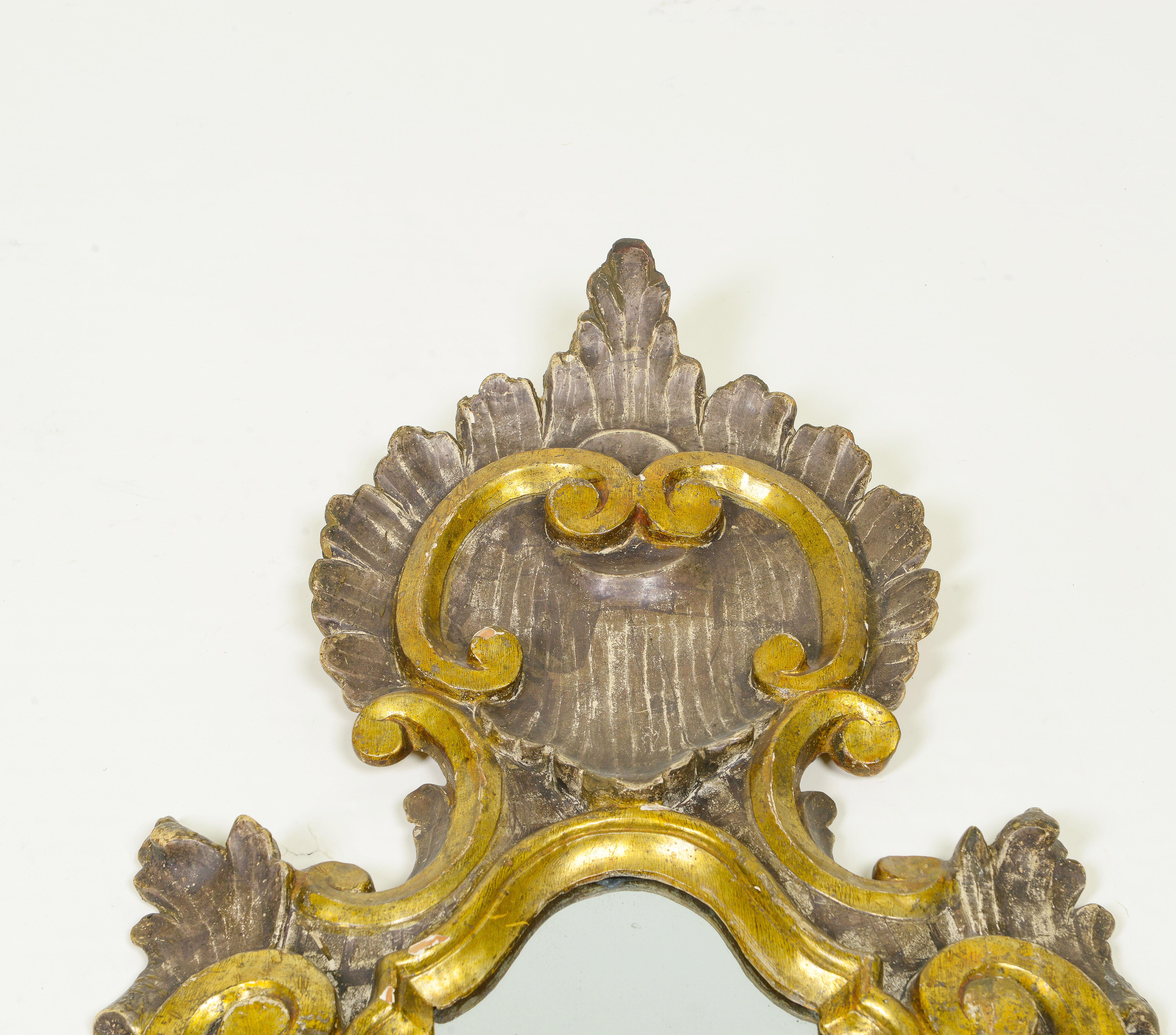Each with cartouche-shaped mirror plate within an exuberantly carved rocaille frame.