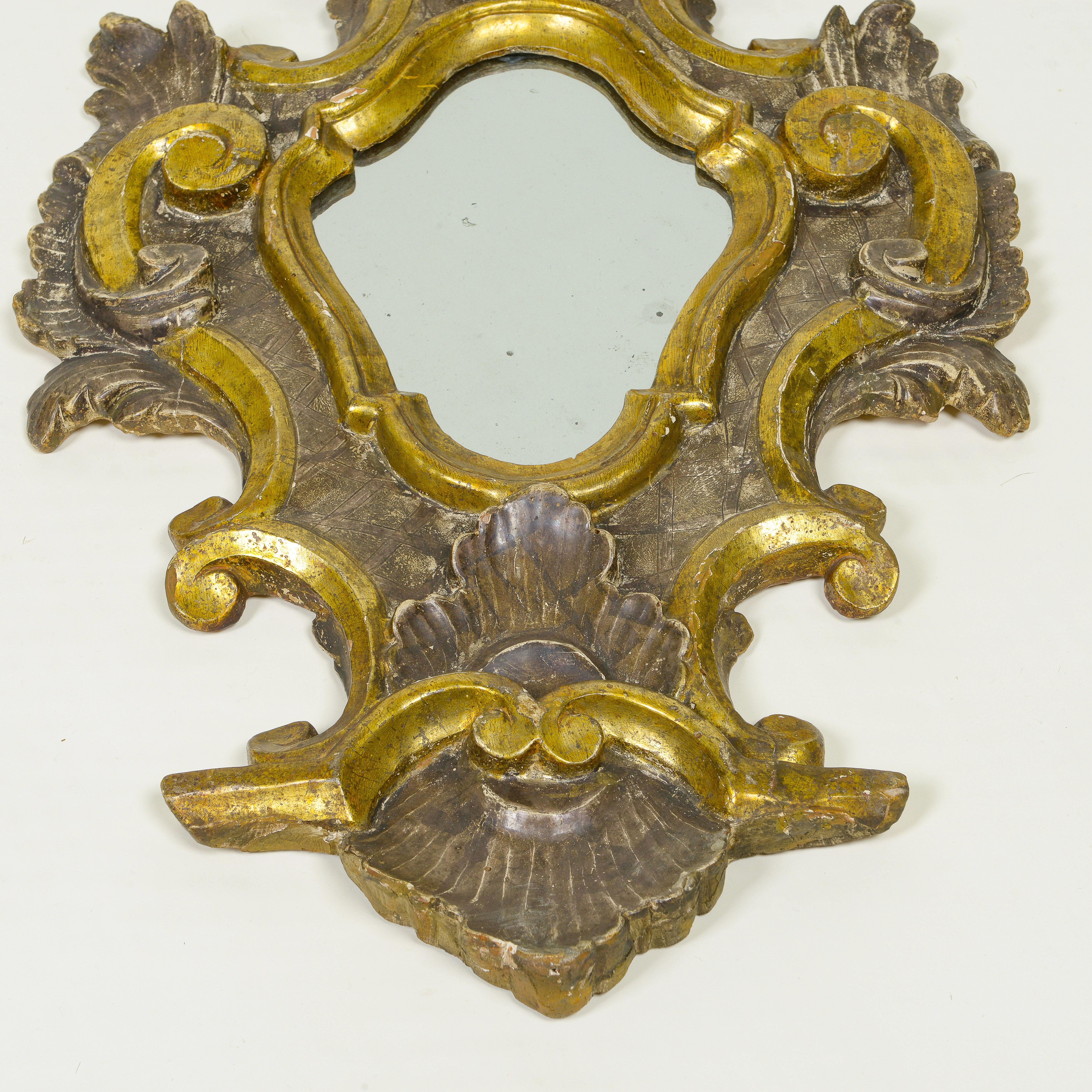 Hand-Painted A Pair of Italian Painted and Parcel Gilt Girandoles For Sale