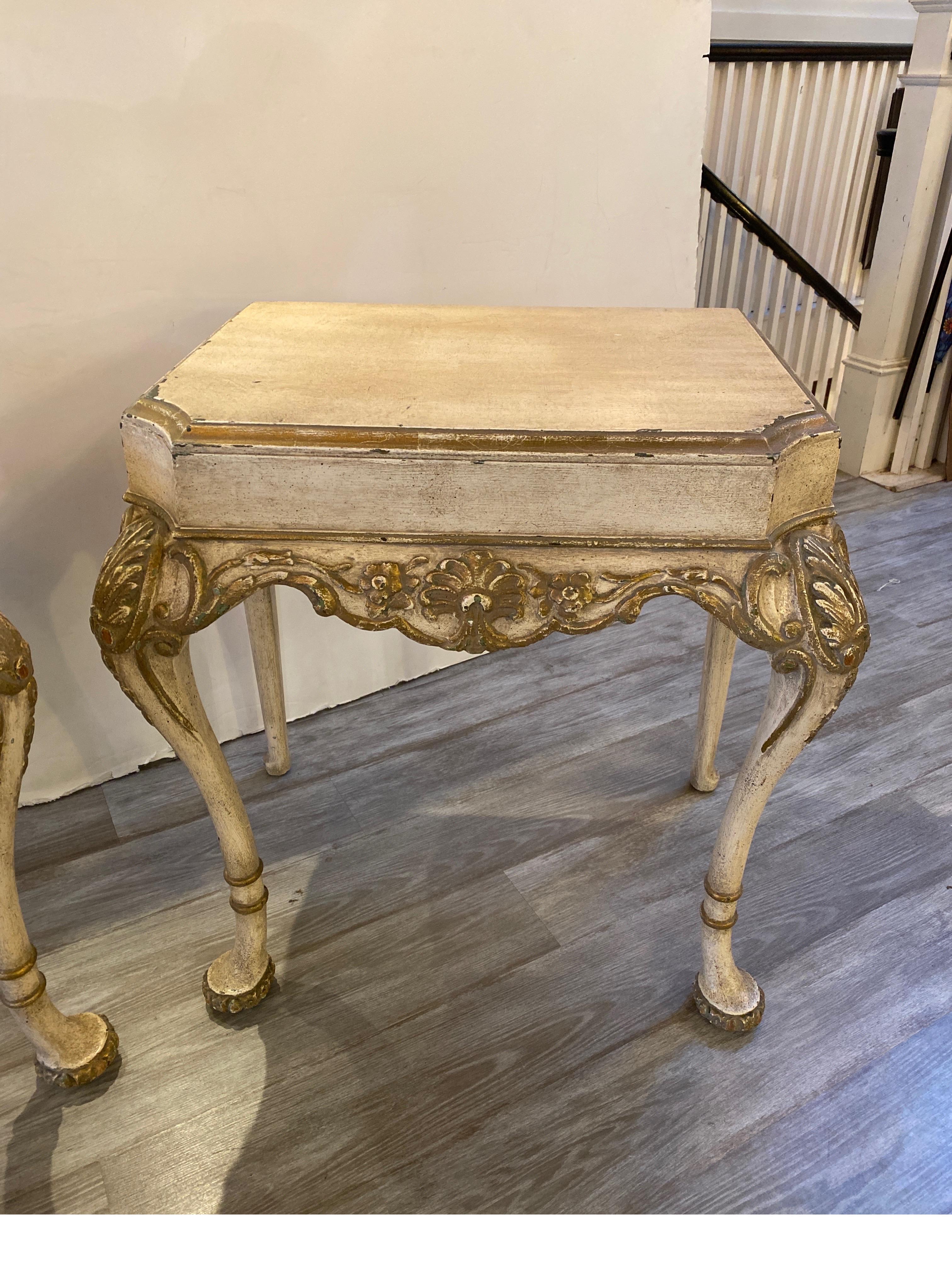 Hardwood Pair of Italian Painted Consoles, Circa 1900