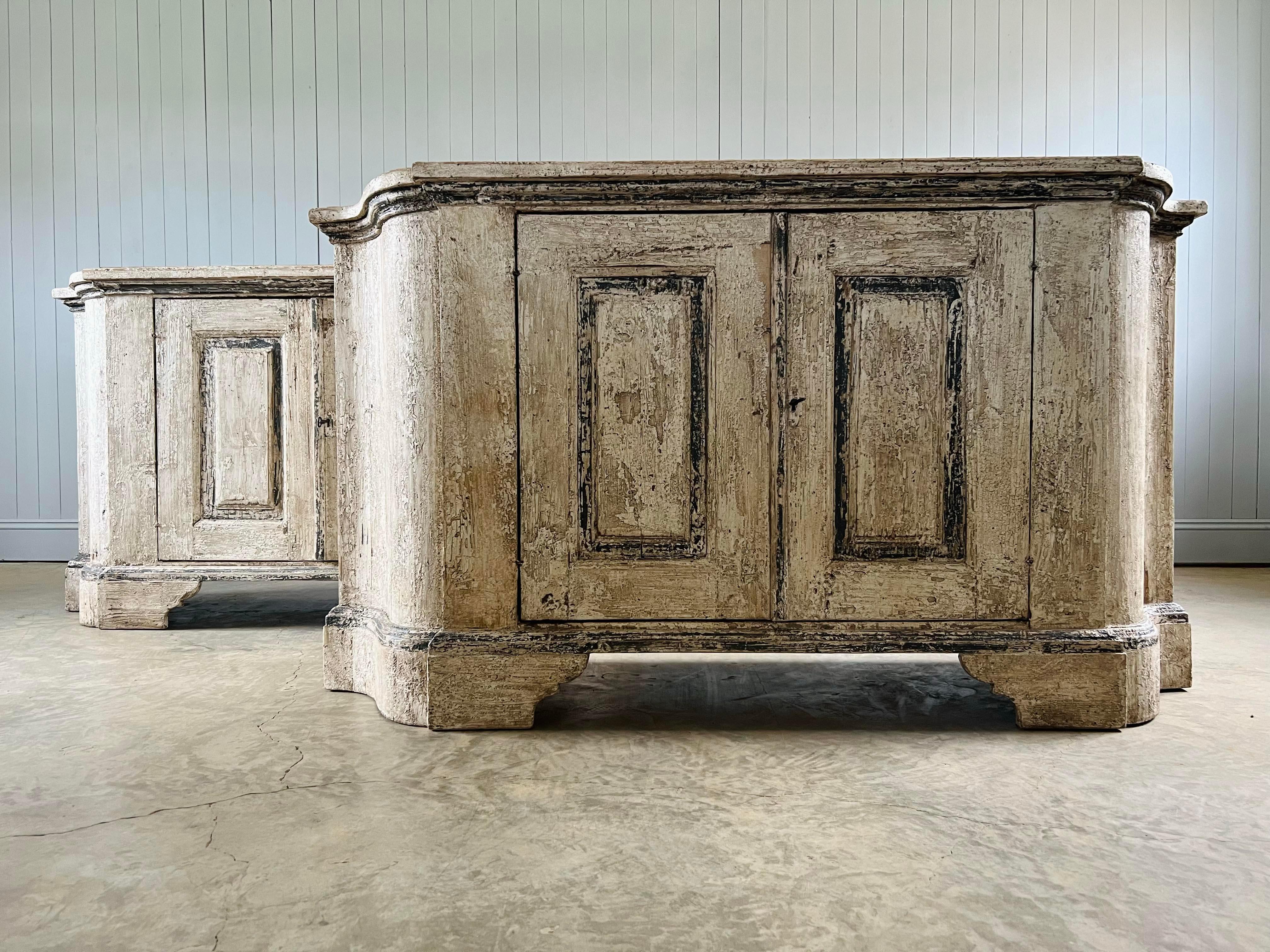 Pine A Pair of Italian Painted Sideboards For Sale