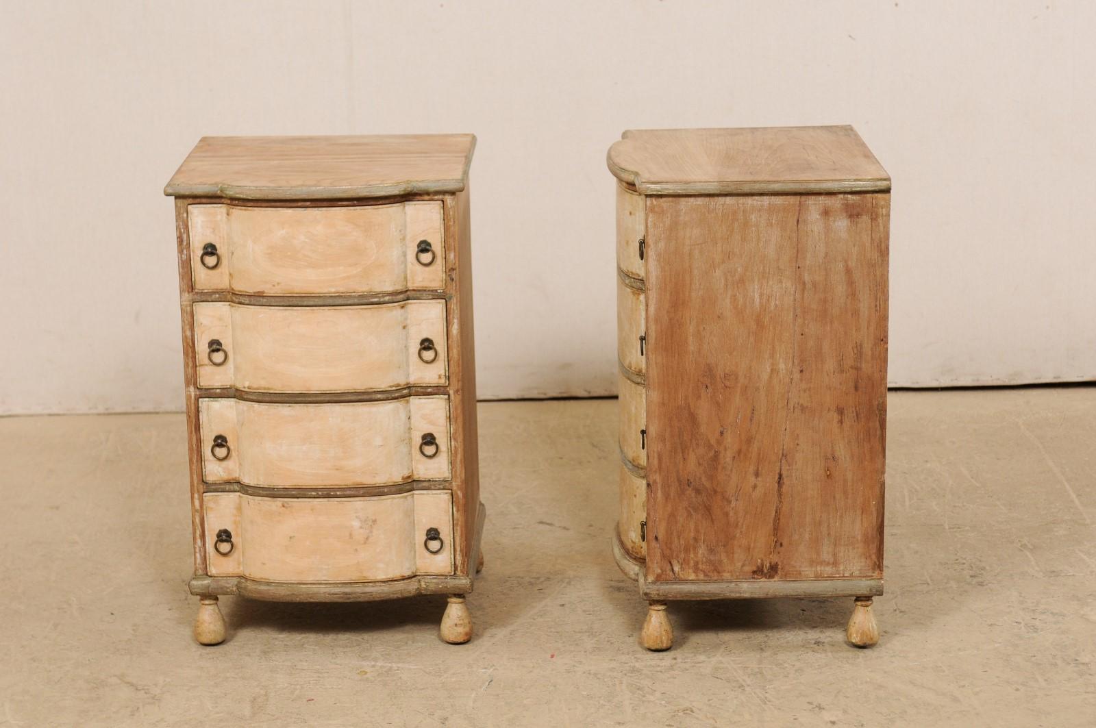 Italian Petite Comodini '1 with Drawers and 1 a Cabinet with Faux Drawers', Pair 6