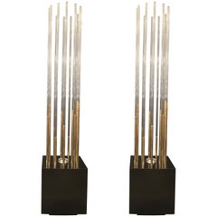 Pair of Italian Lucite Floor Lamps Attributed to Willy Rizzo