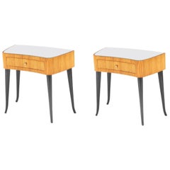 Pair of Italian Readed and Ebonized Side Tables