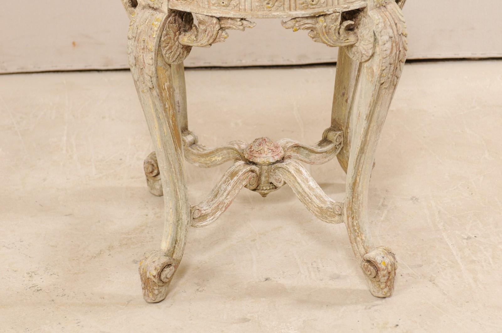 Pair of Italian Rococo Style Marble-Top Side Tables 2