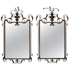 Pair of Italian Shell Motif Carved Wood Mirrors