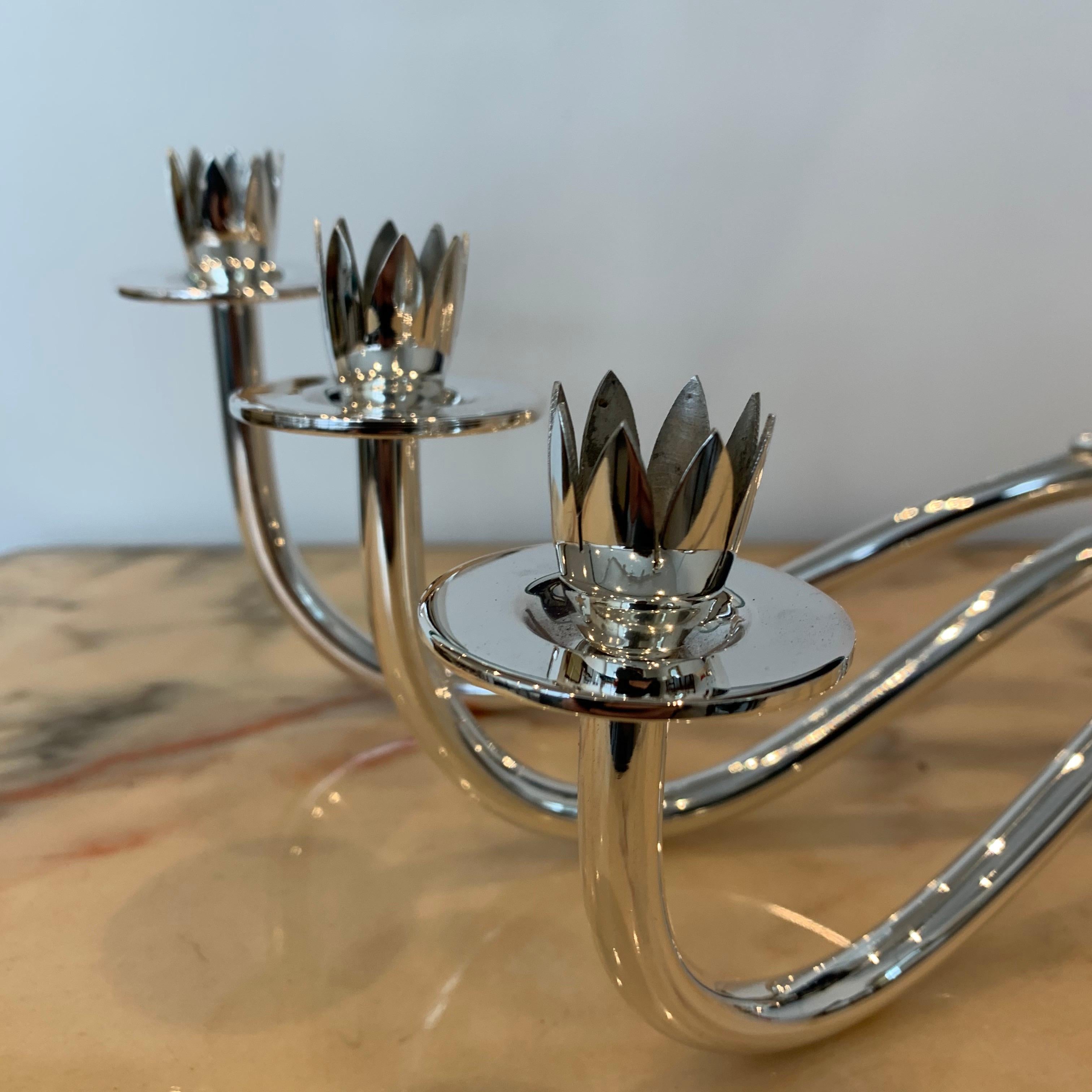 Pair of Italian Silver Candleholders, 1930s 1