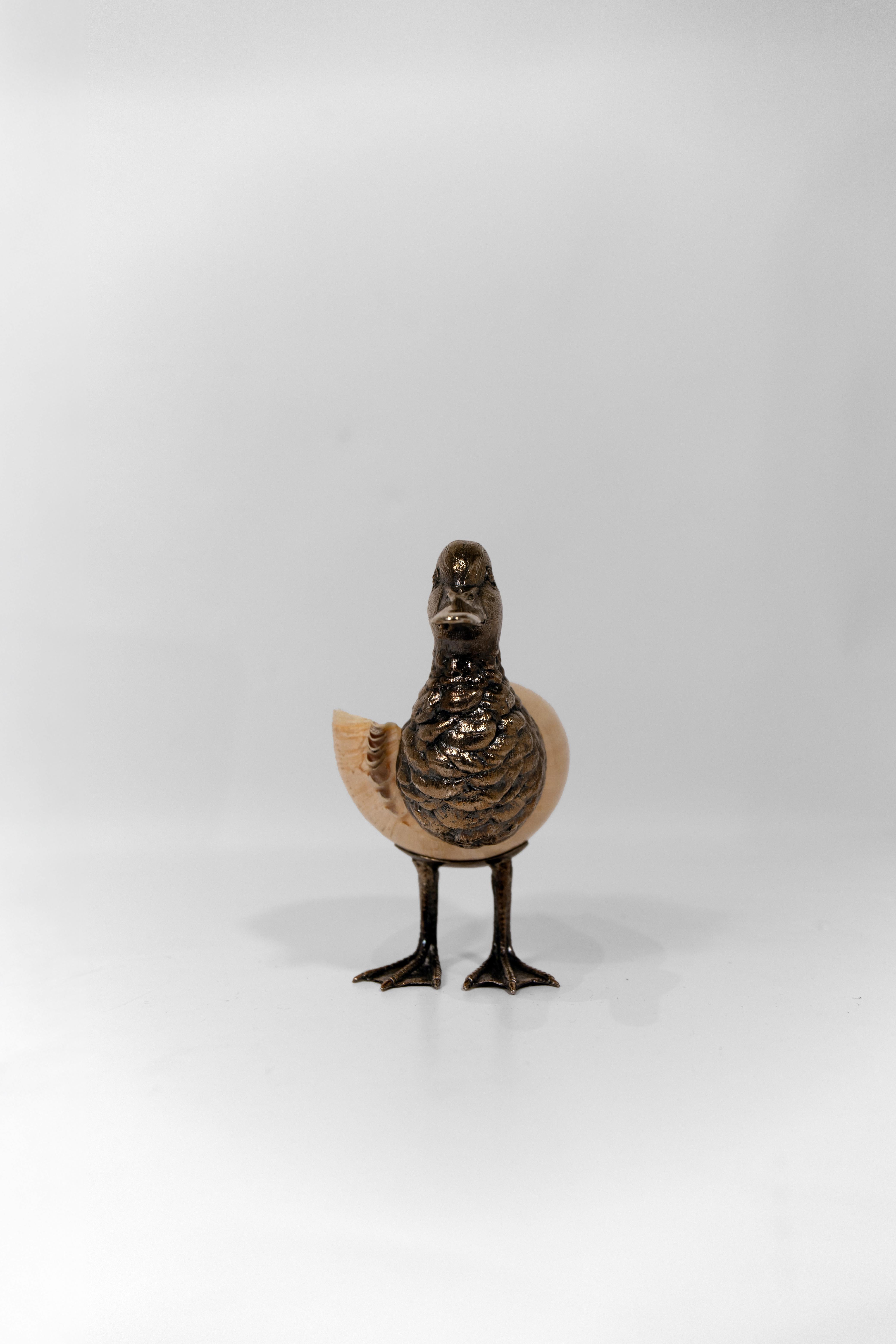 Ein Paar italienische silberne Enten auf Muscheln montiert im Angebot 1