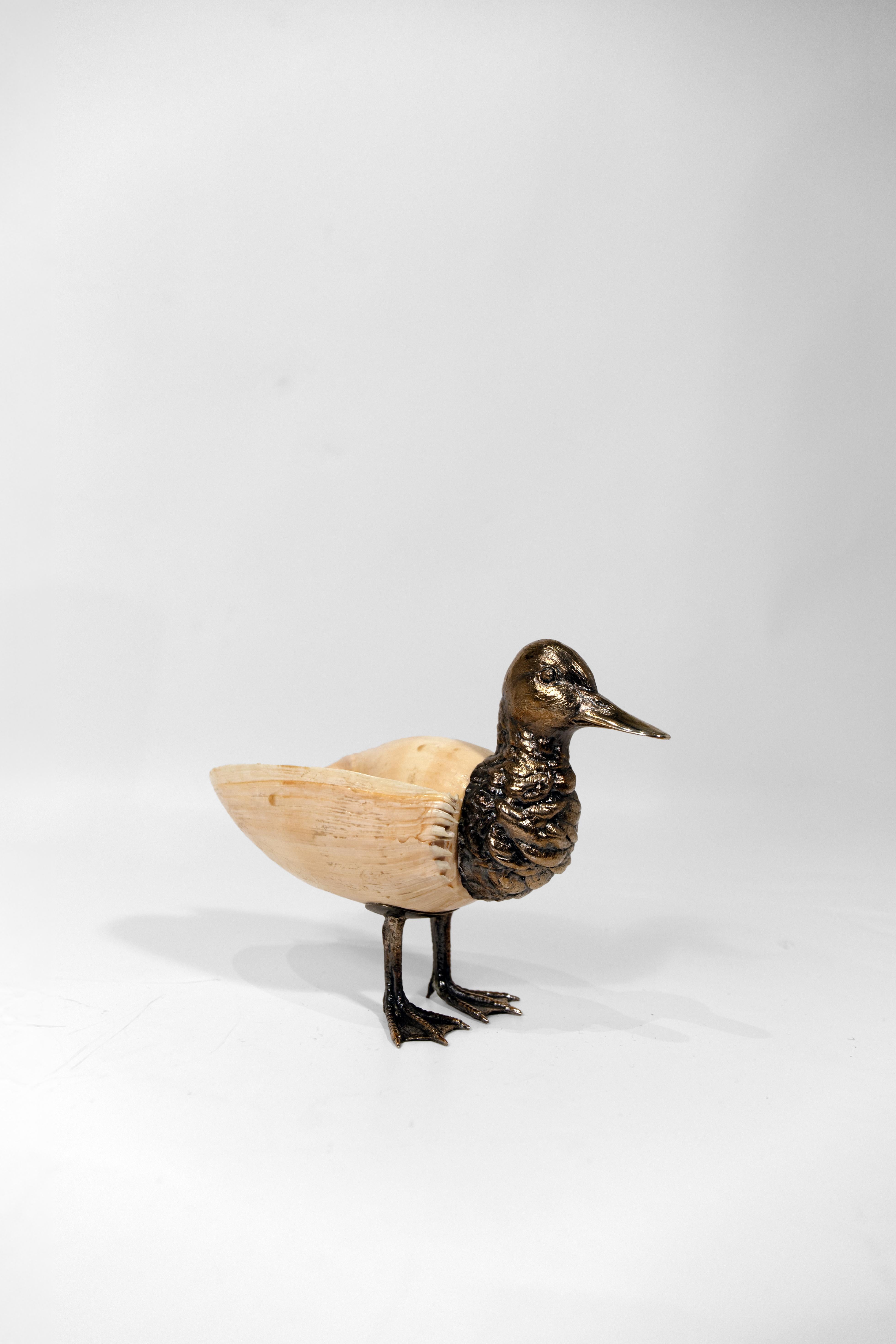Ein Paar italienische silberne Enten auf Muscheln montiert im Angebot 3