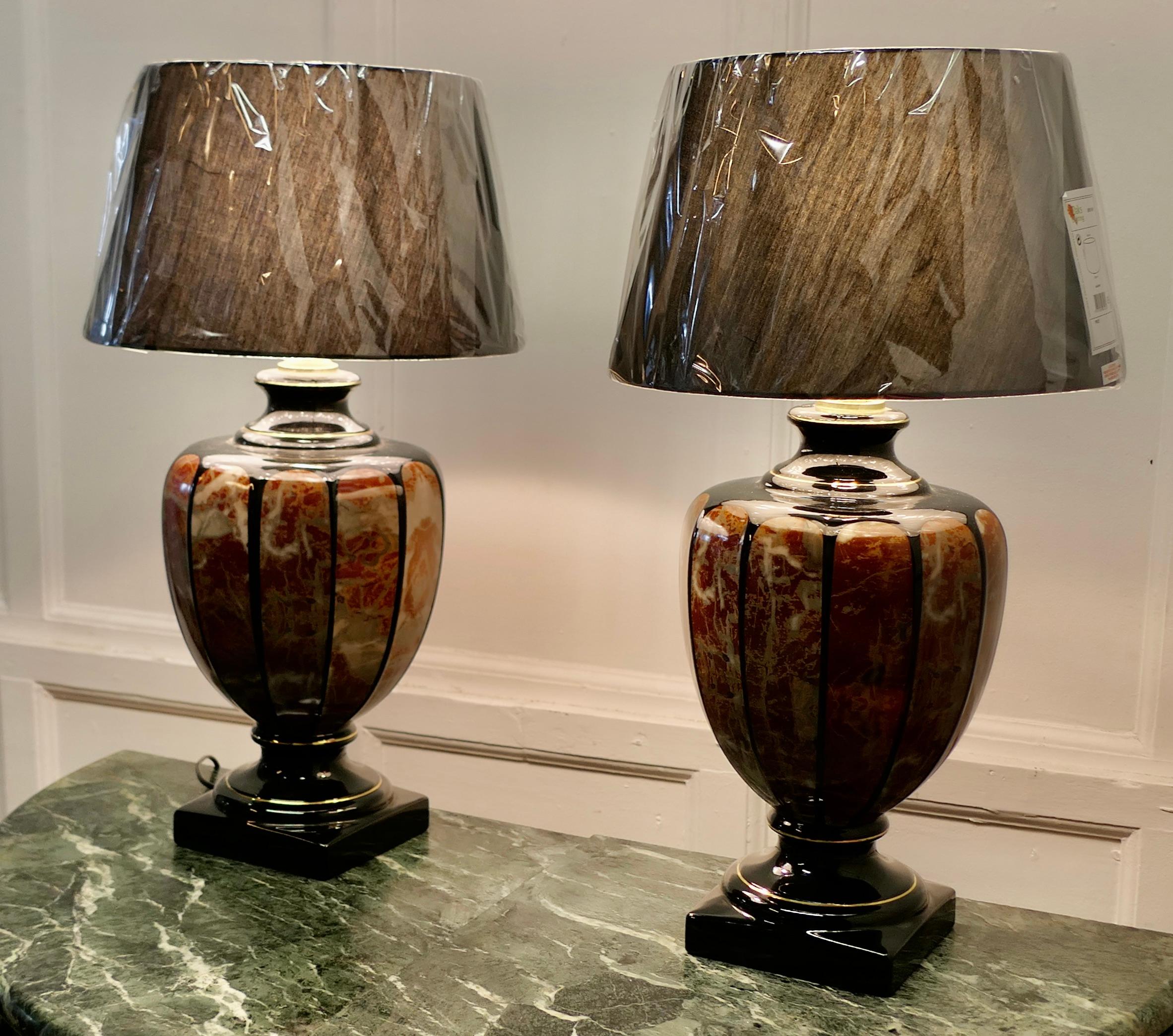 Classical Greek A Pair of Italian Simulated Marble Table Lamps     For Sale