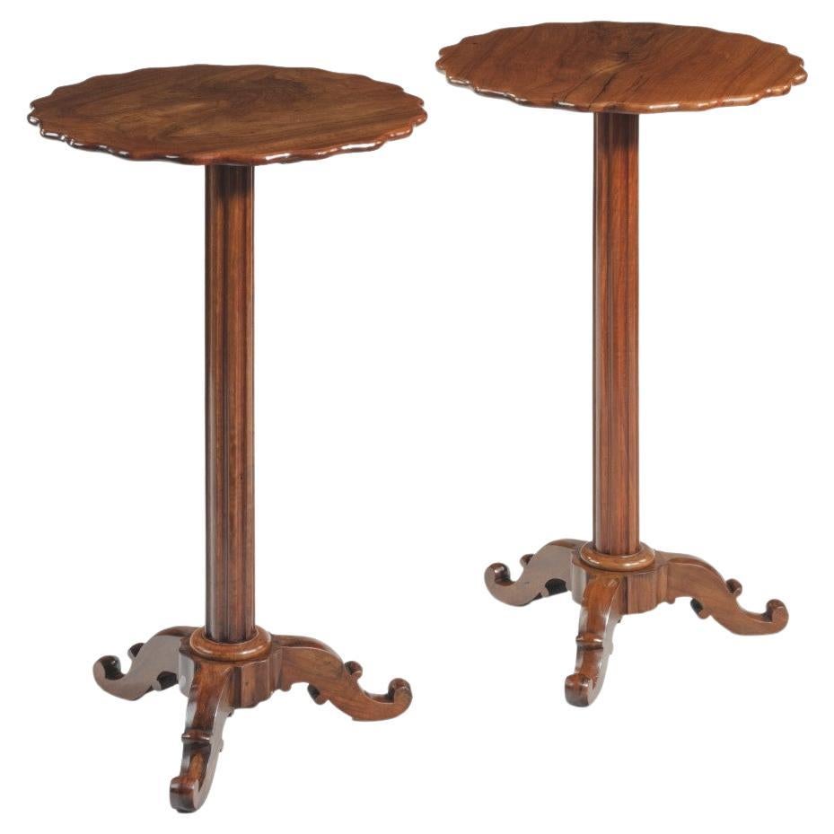 Pair of Italian Solid Olive Wood Side Tables For Sale