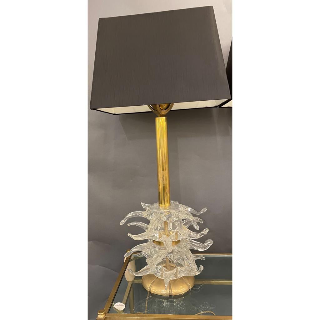 Pair of Italian Table Lamps in Murano Glass, circa 1980 In Good Condition For Sale In London, GB