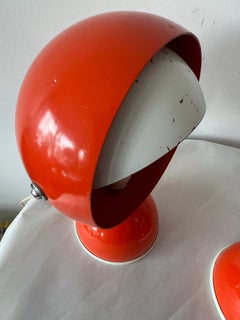 A Pair Of Italian Table Lamps With Adjustable Shades Orange 1960's Space Age