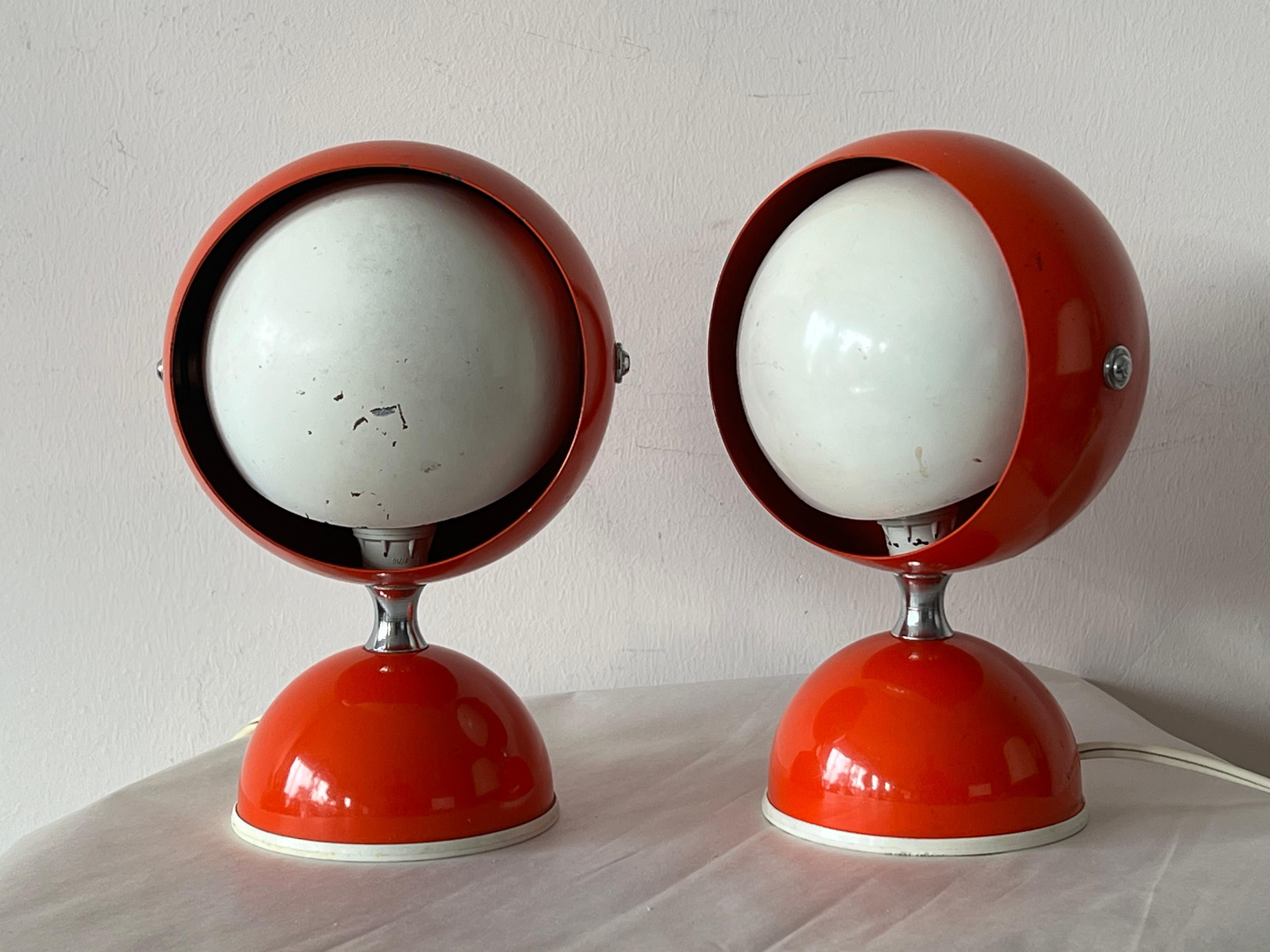 A Pair Of Italian Table Lamps With Adjustable Shades Orange 1960's Space Age For Sale 2