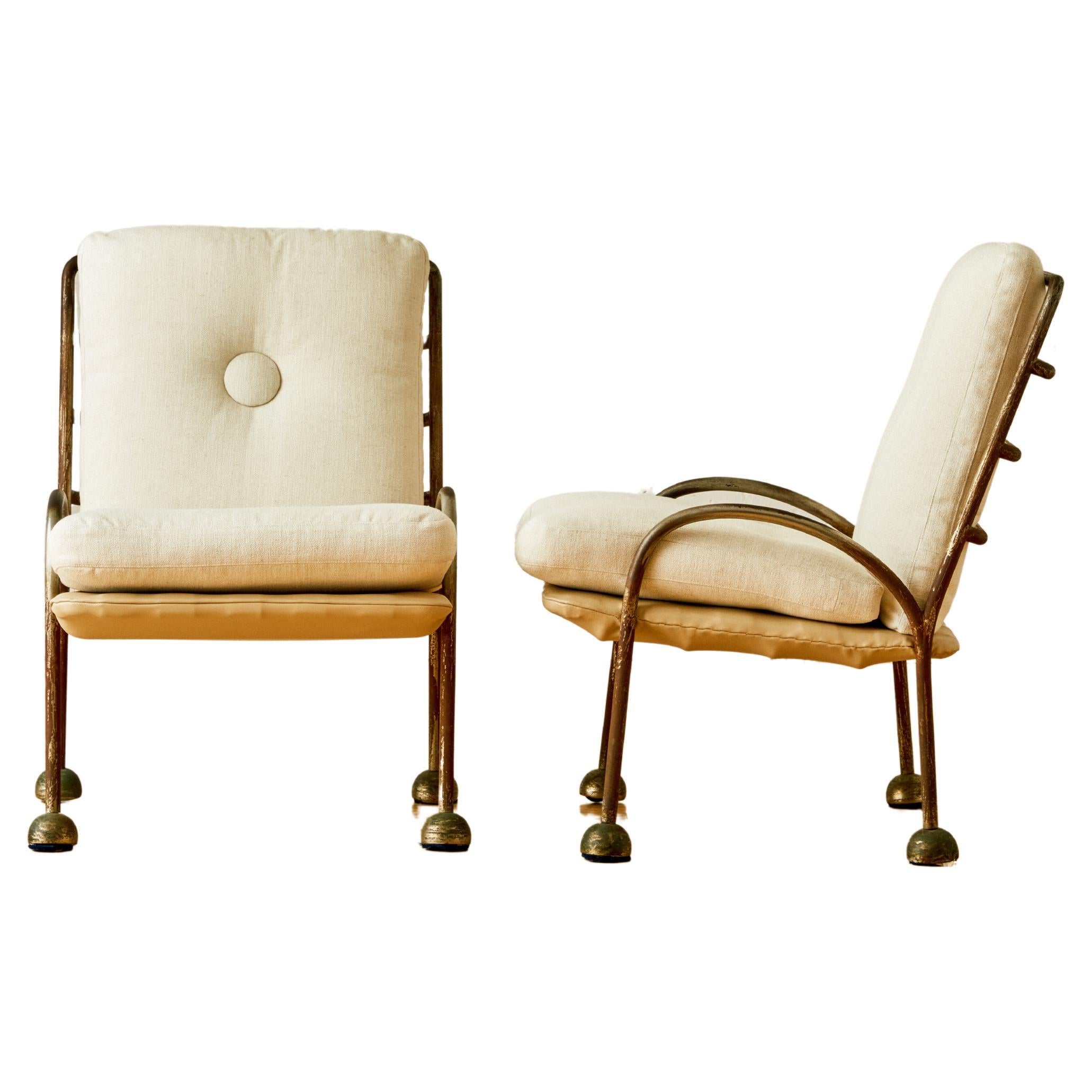 A Pair of Italian Tubular Lounge Chairs C. 1950
s