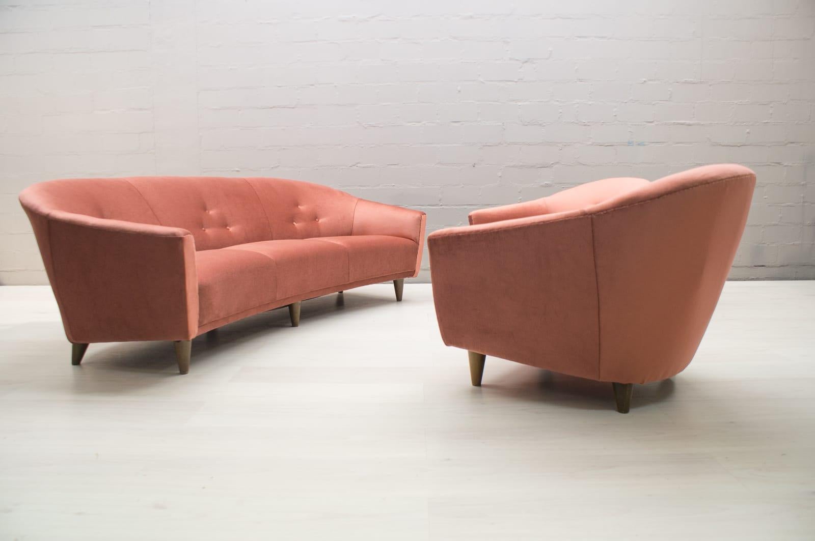 Pair of Italian Velvet Armchairs, 1960s 3