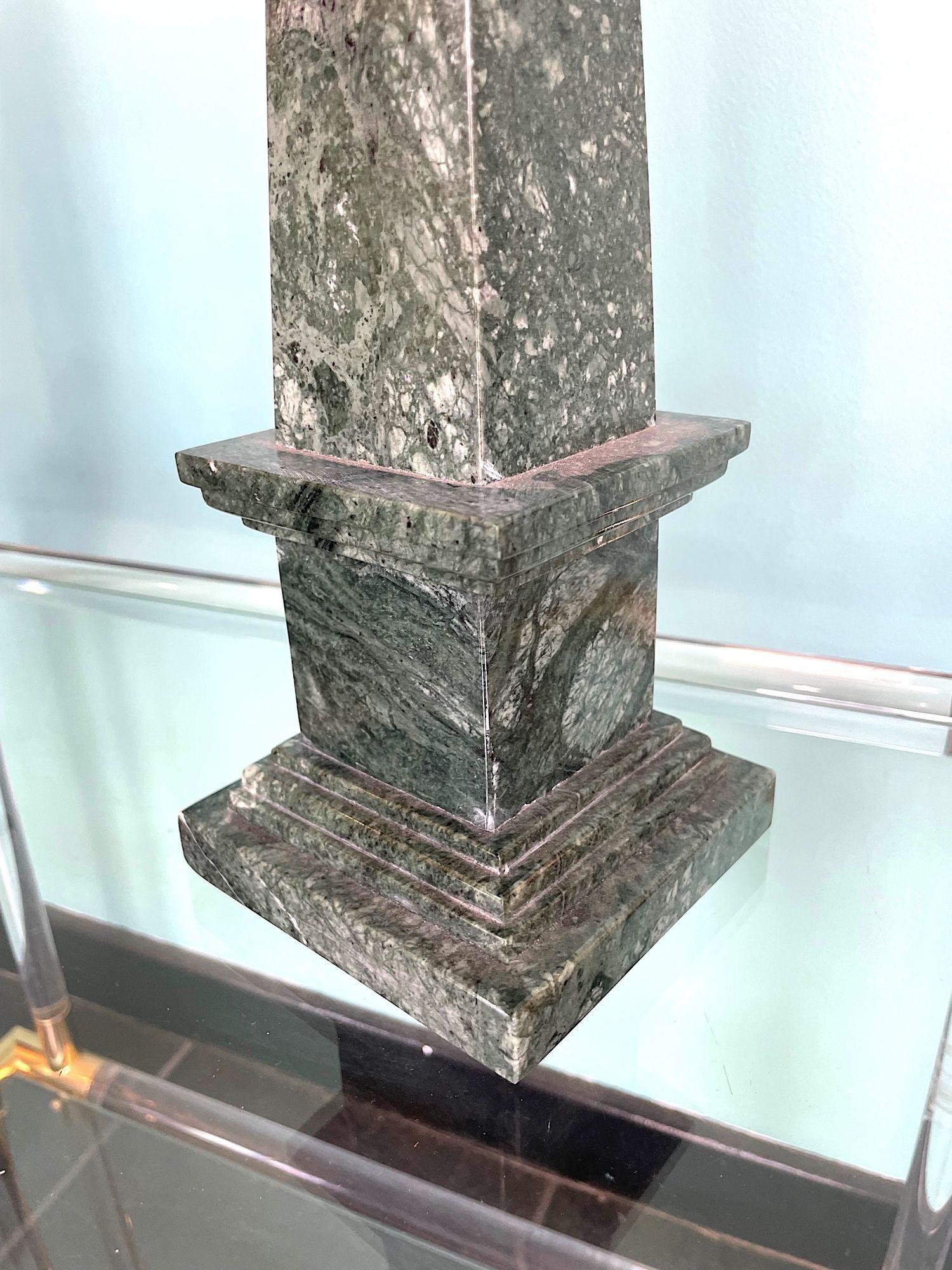 A pair of Italian Verde Indio green marble obelisks For Sale 4