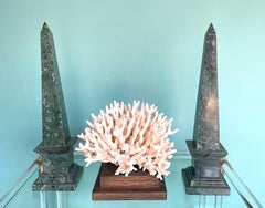 A pair of Italian Verde Indio green marble obelisks