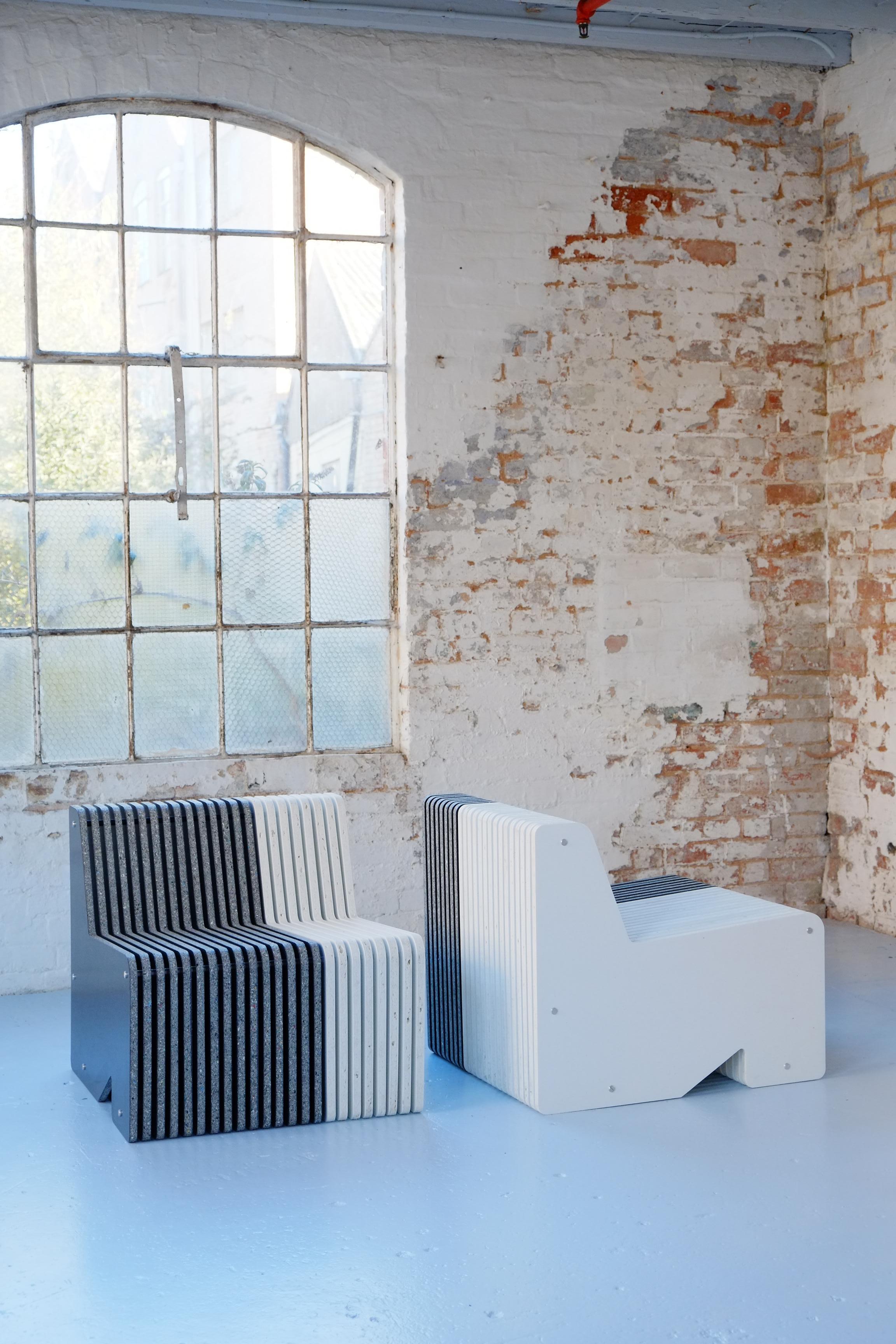 Contemporary Ex-display Pair of Jää Armchairs - Sustainable Recycled Plastic Seating For Sale