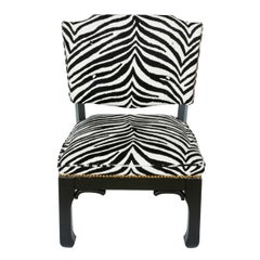 Pair of James Mont Black and White Zebra Chairs