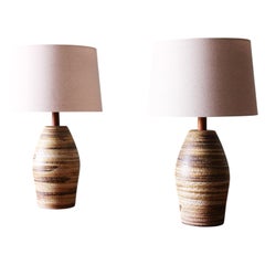 A pair of Jane and Gordon Martz table lamps M167 Marshall Studios yellow brown d