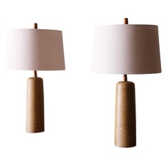 A pair of Jane and Gordon Martz table lamps M41 Marshall Studios Yellow with whi