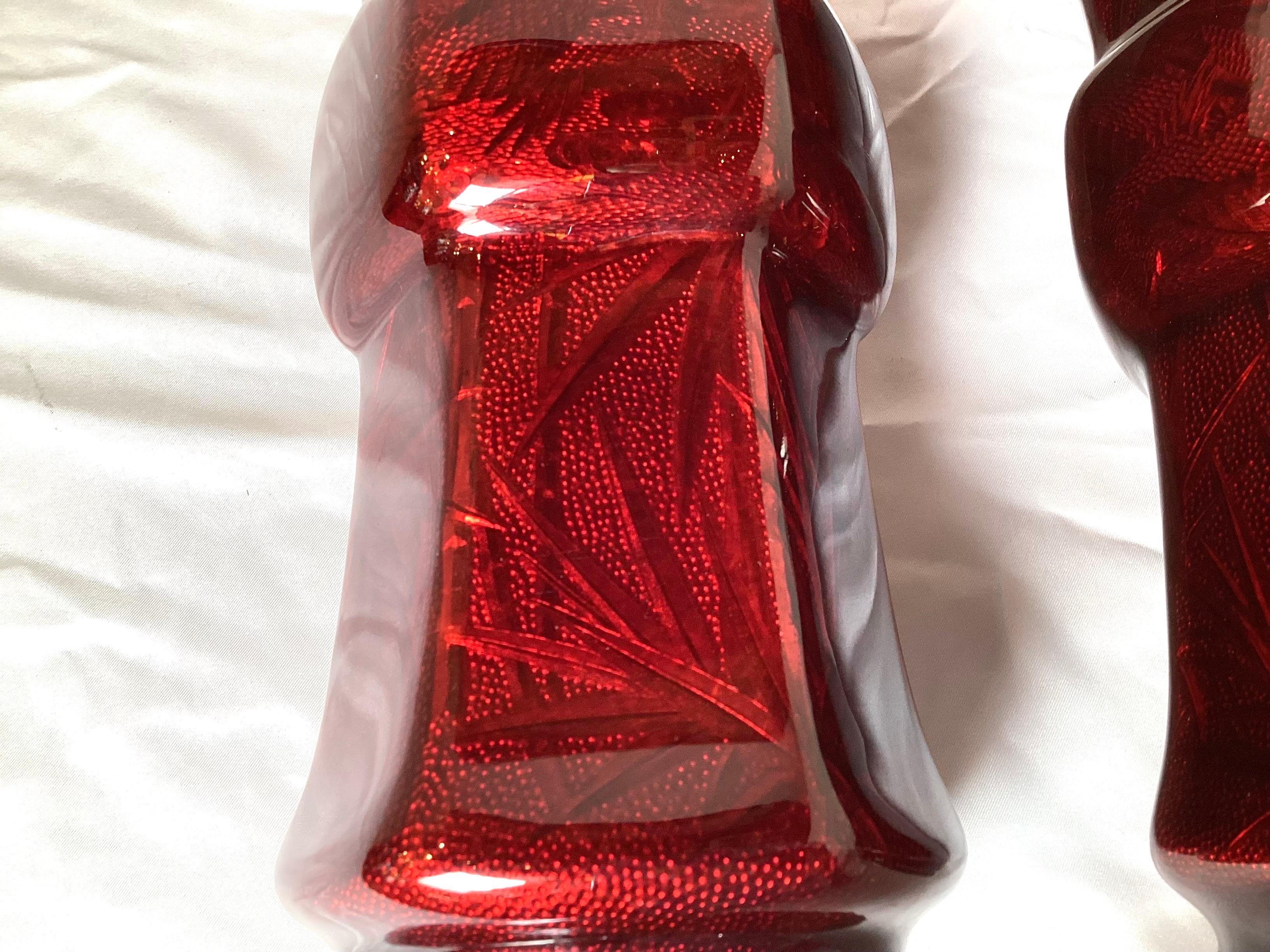 Pair of Japanese Ando Ginbari Pidgeon Blood Beaker Vases 2