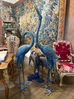 A Pair of Japanese Bronze Cranes, 20th Century