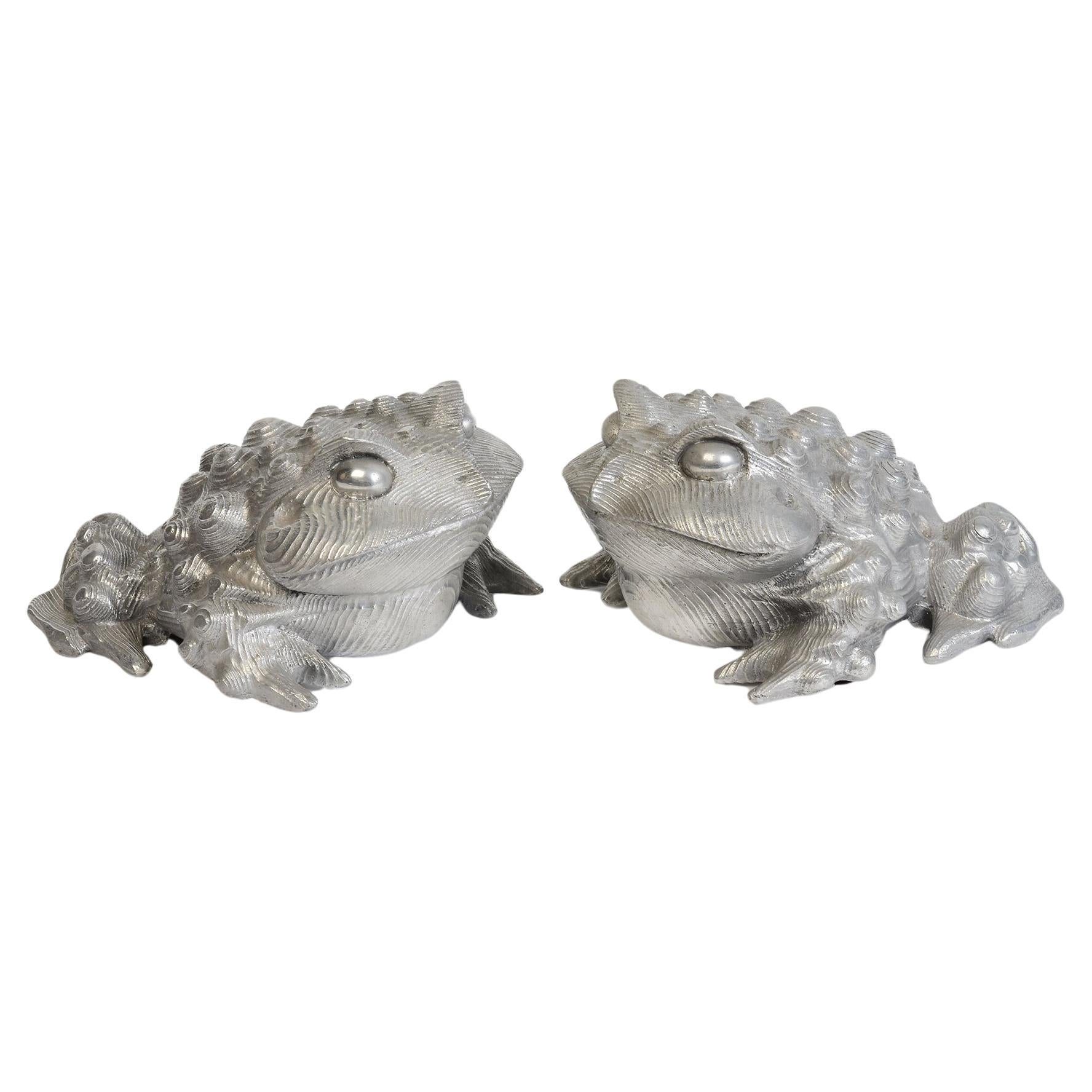 A Pair of Japanese Bronze Toads