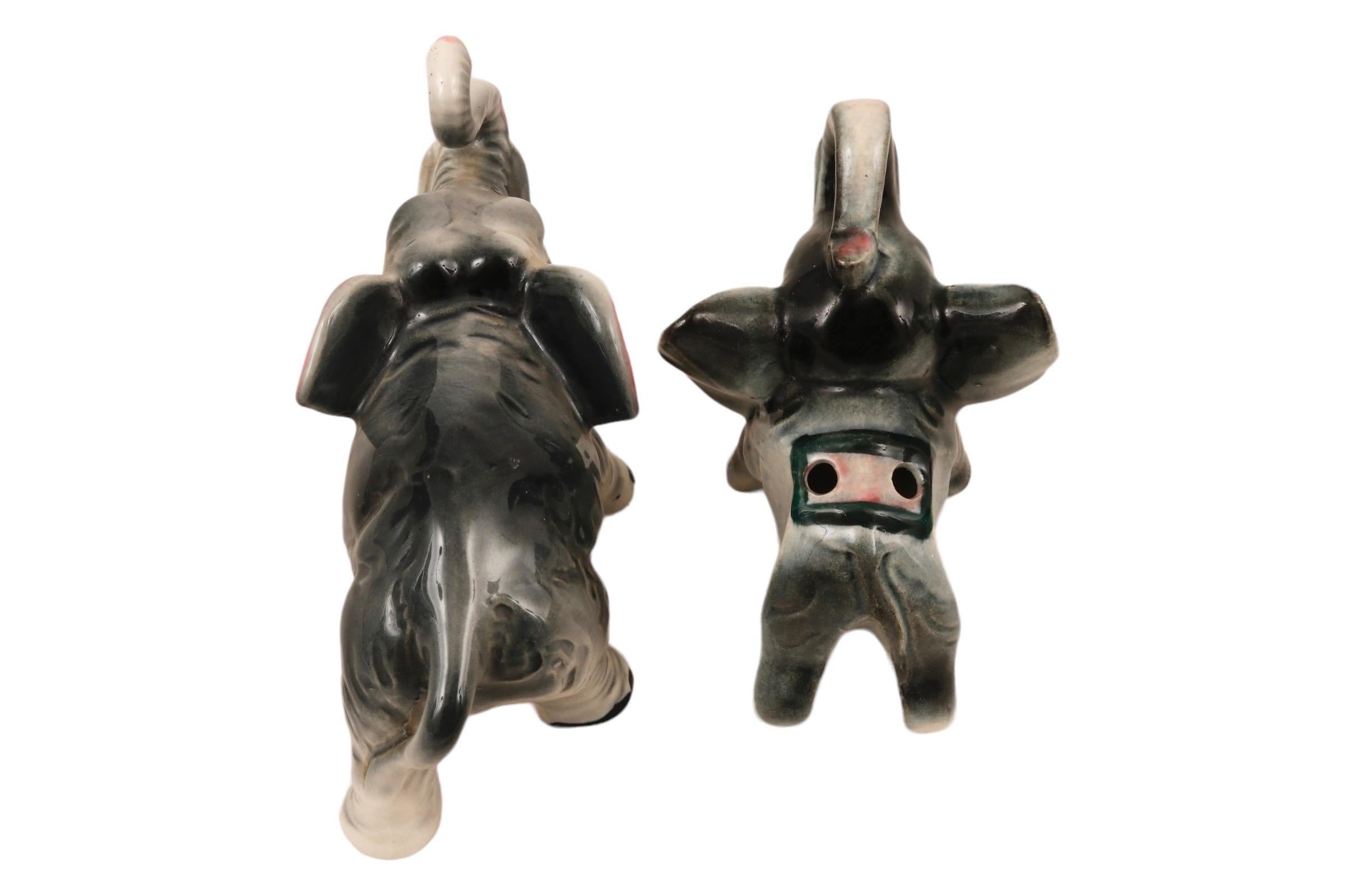 Céramique Paire d'éléphants japonais en céramique en vente