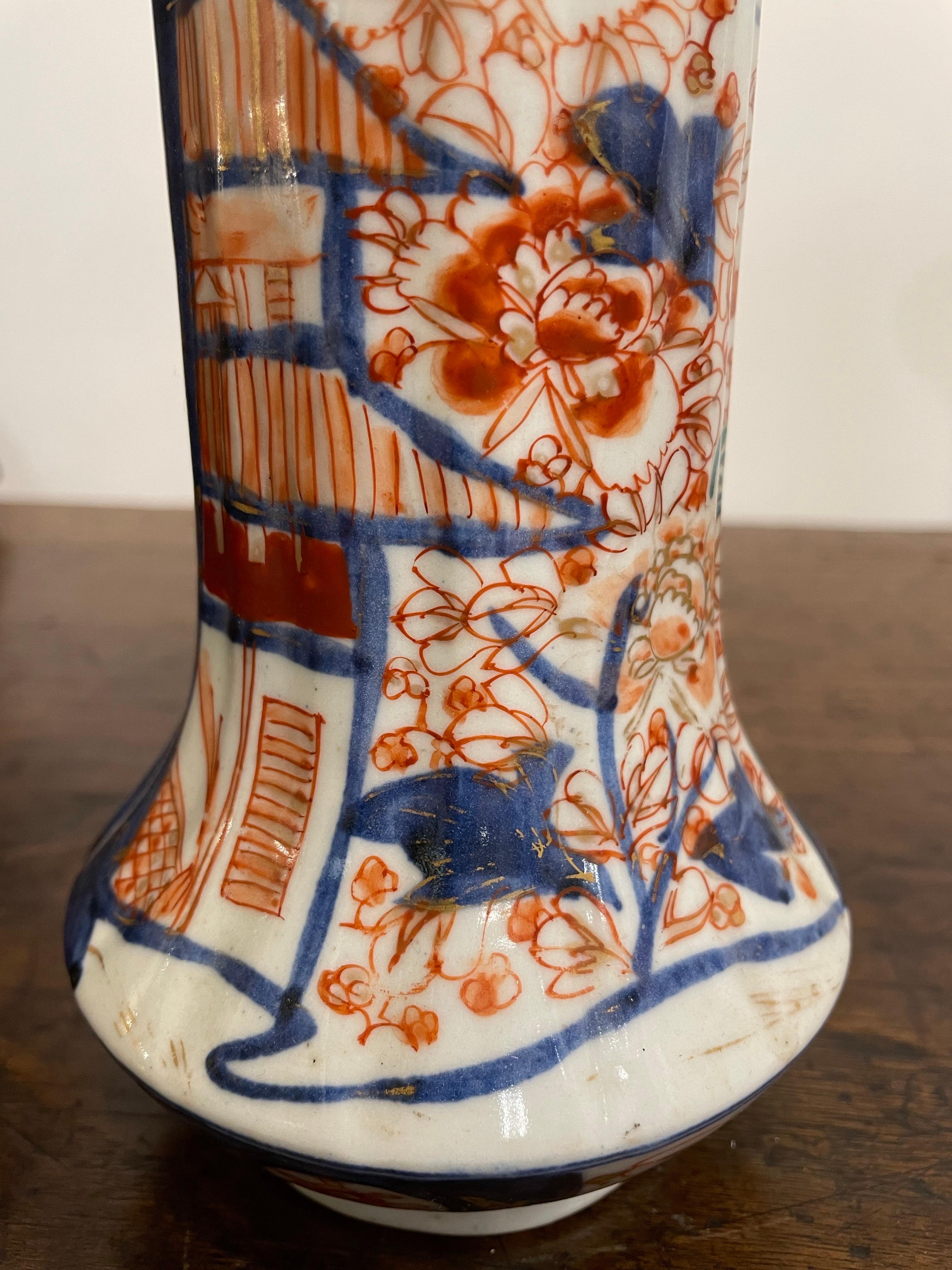 Ceramic A Pair of Japanese Imari Beaker Vases, 19th Century For Sale