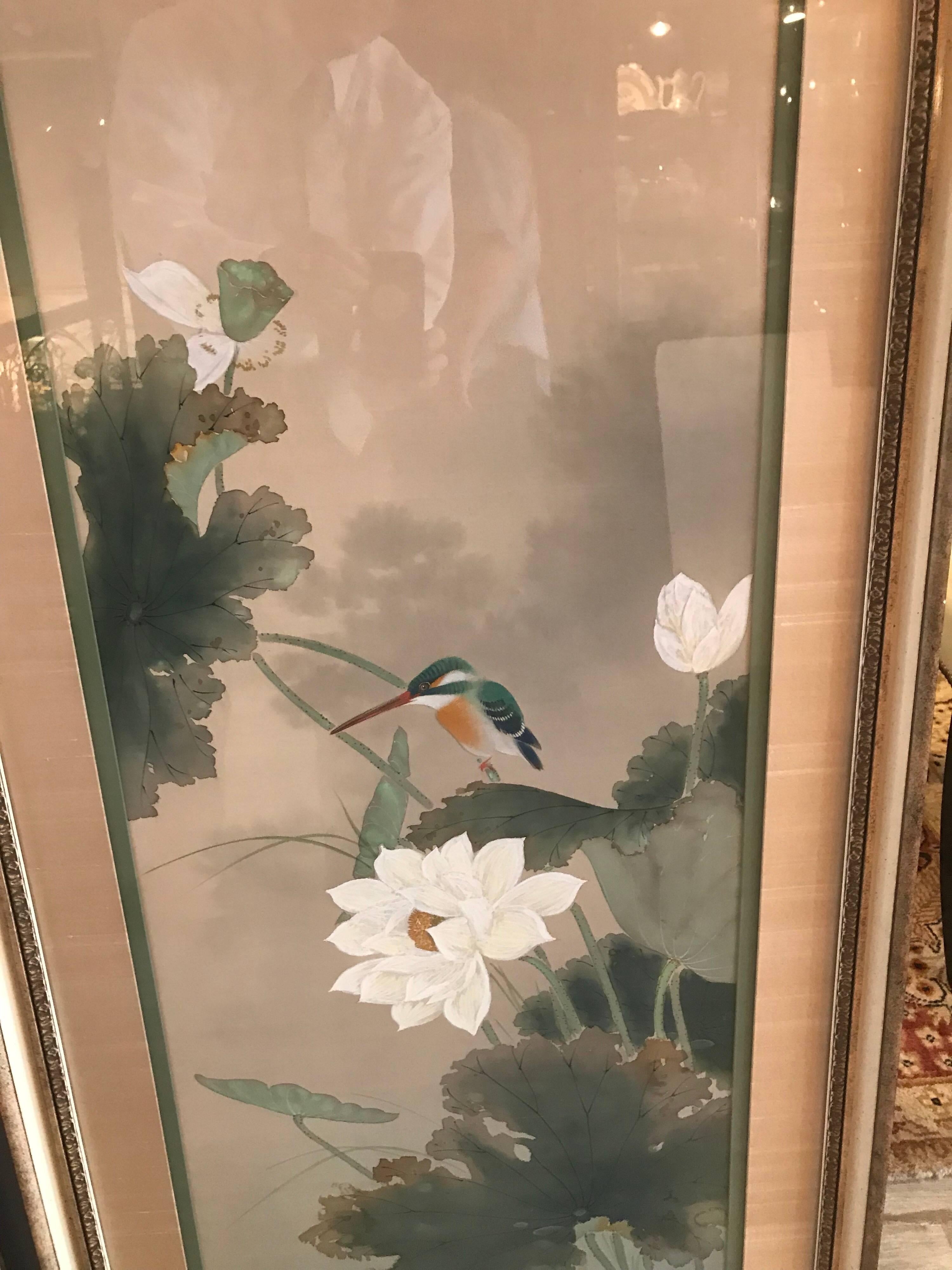 Pair of Japanese Paintings on Silk In Excellent Condition In Lambertville, NJ