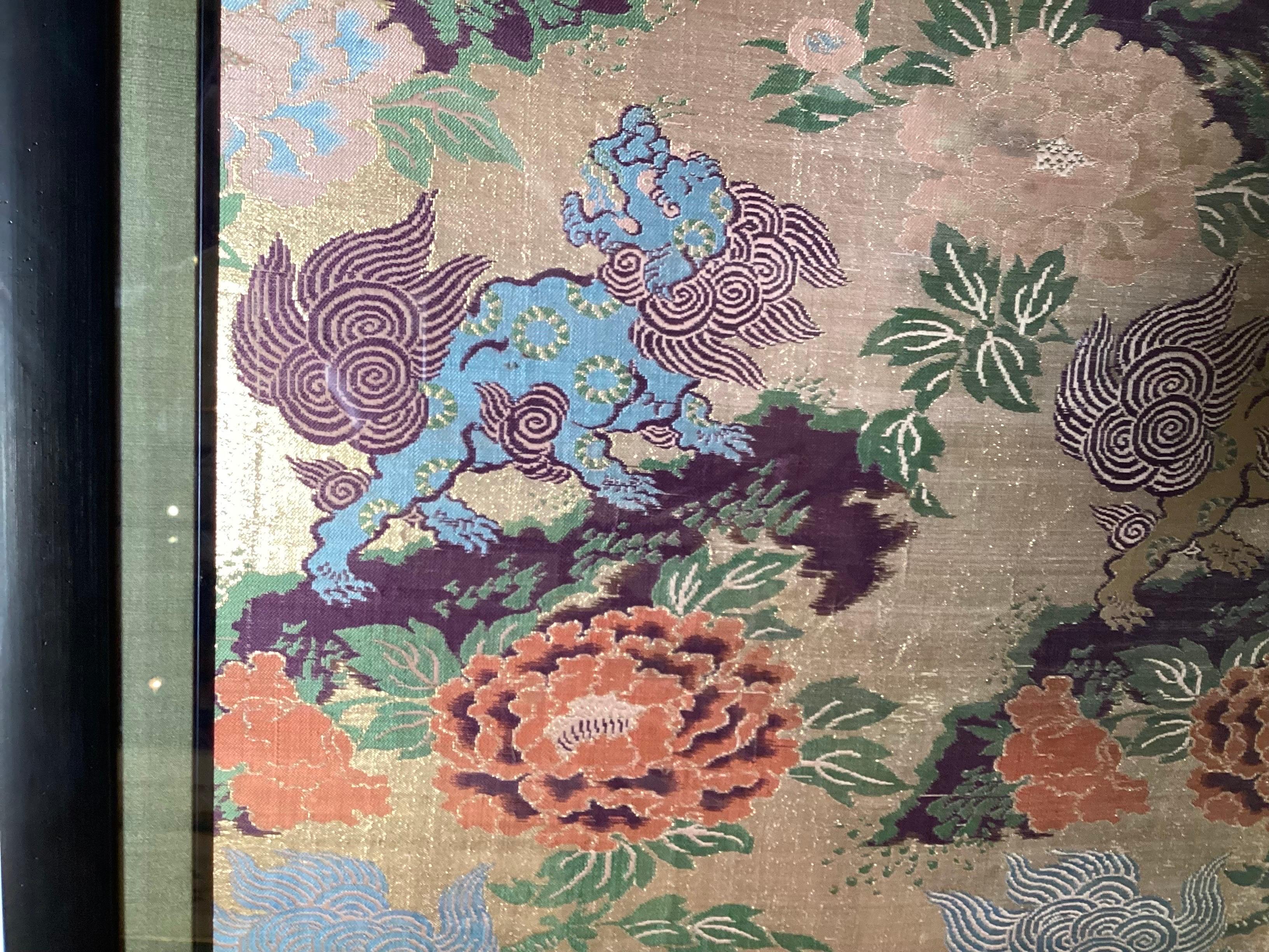 Pair of Japanese Silk Brocade Framed Panels 5