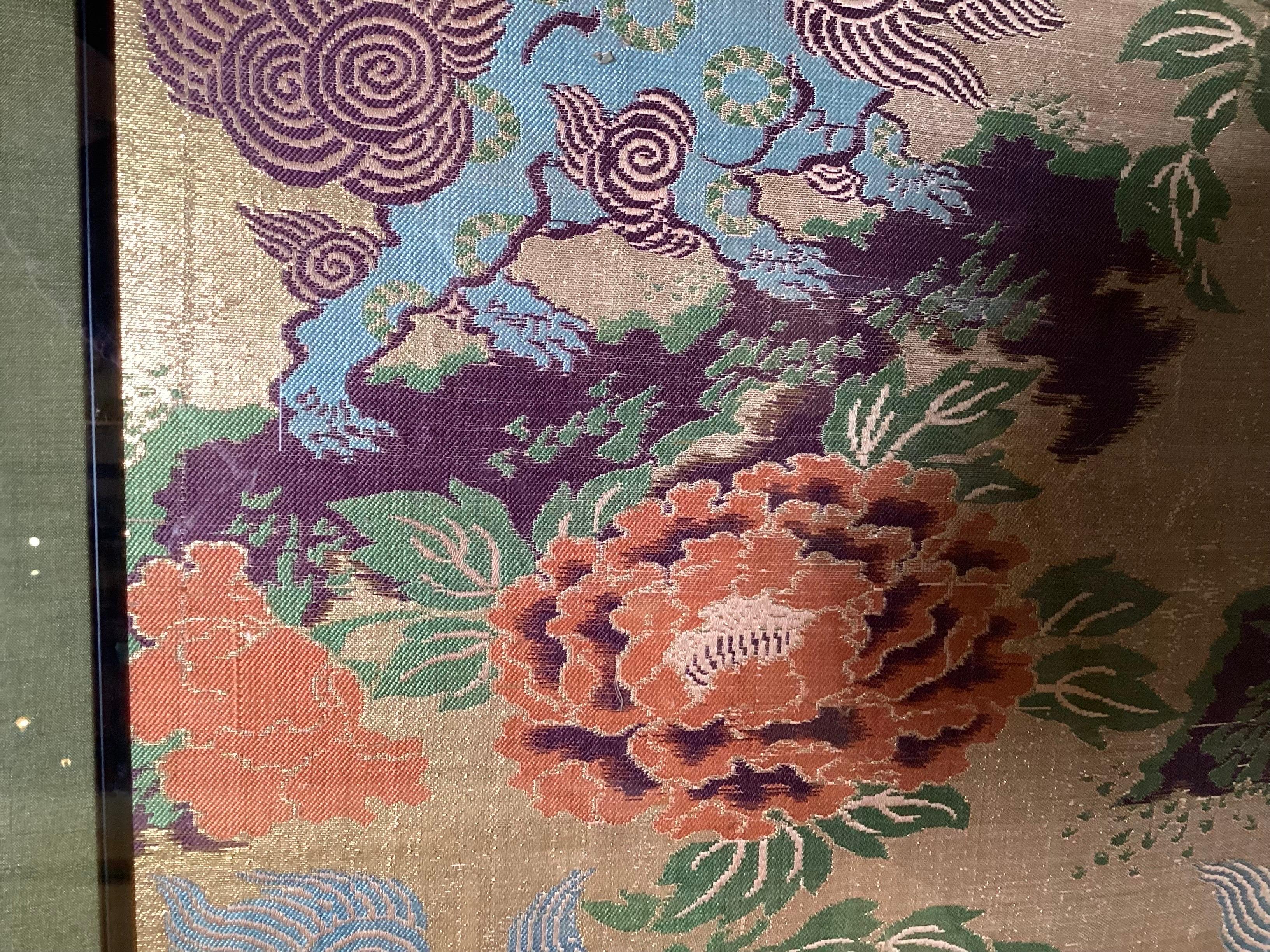 Pair of Japanese Silk Brocade Framed Panels 6