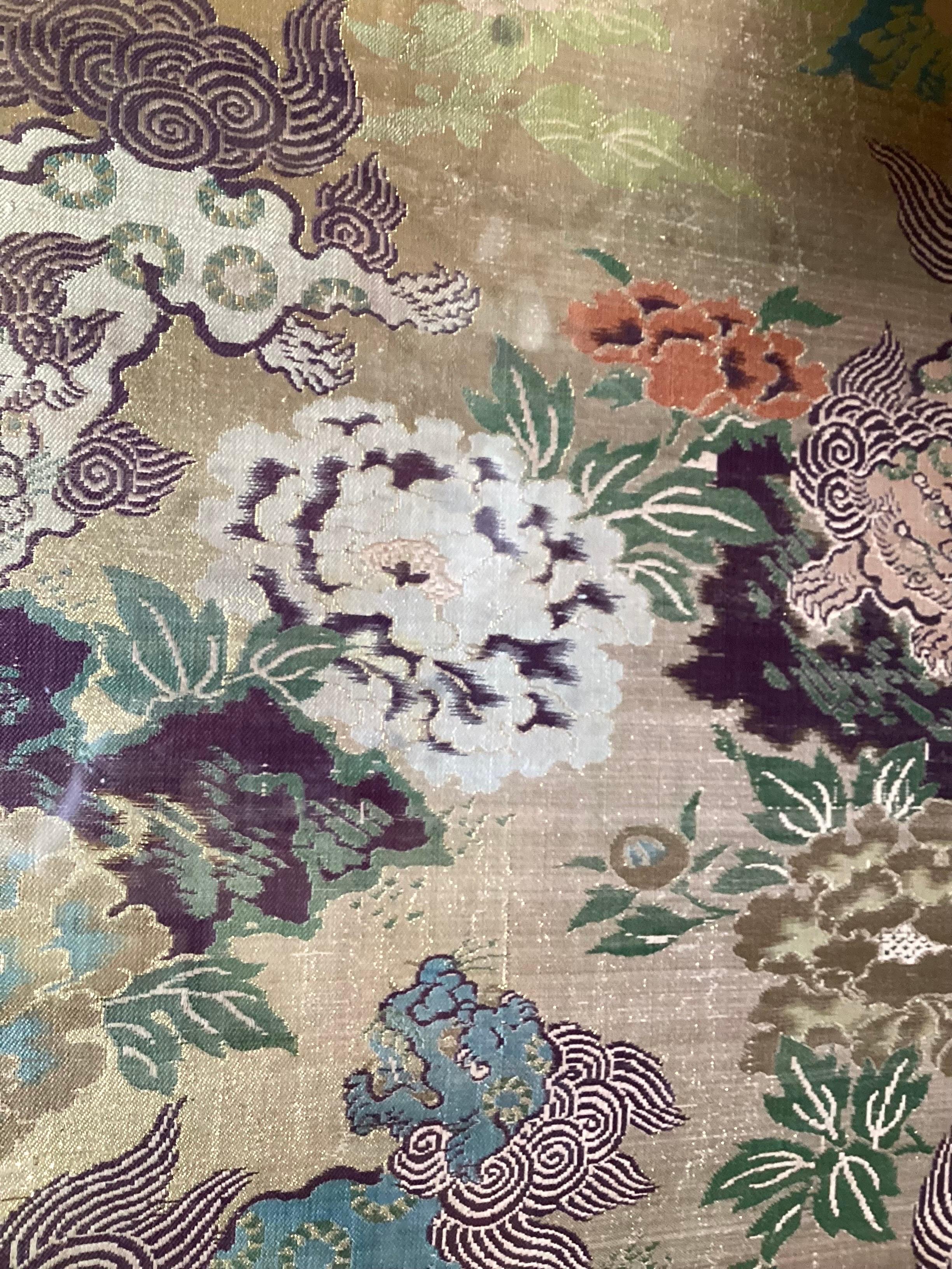 20th Century Pair of Japanese Silk Brocade Framed Panels