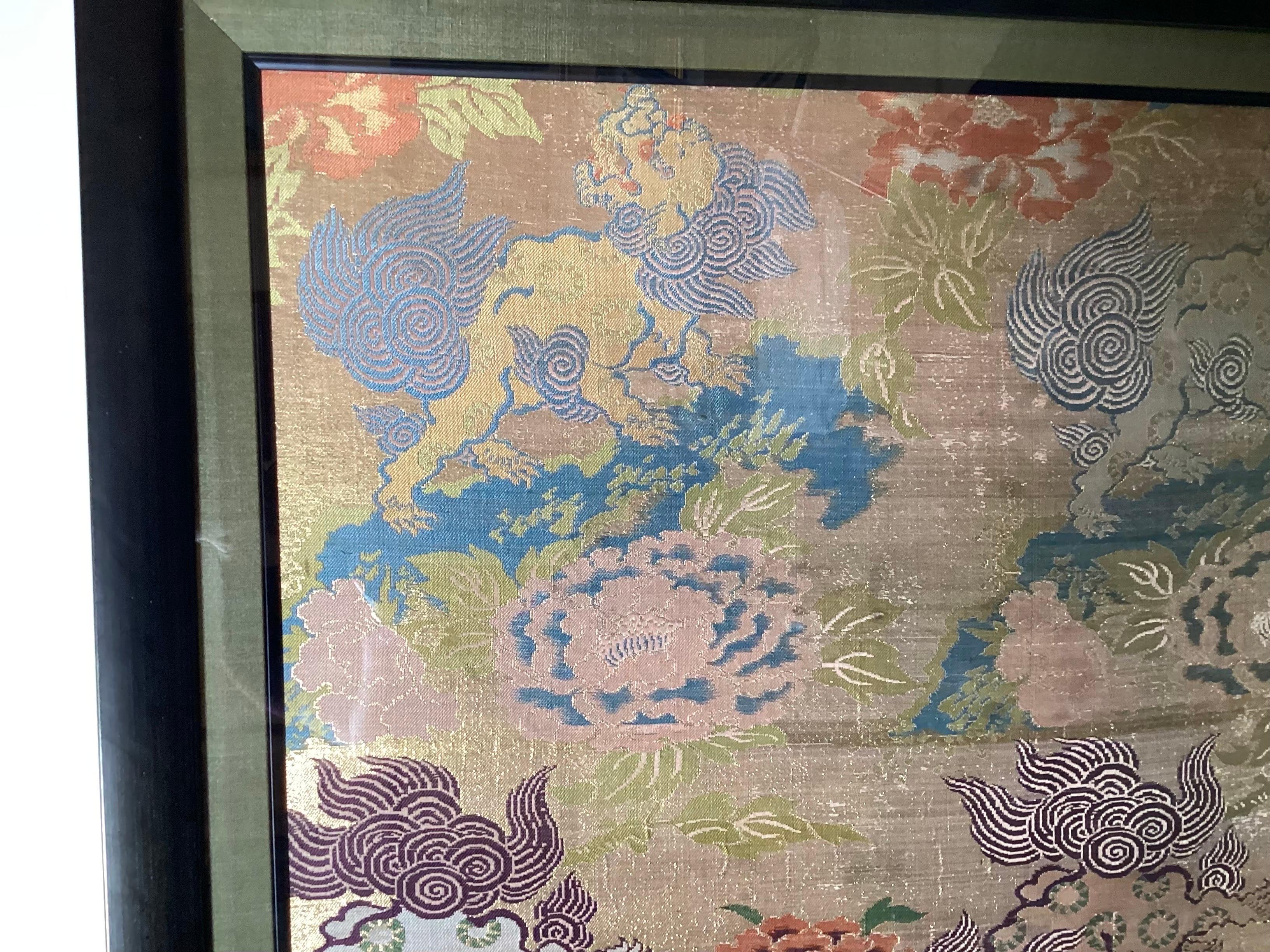 Pair of Japanese Silk Brocade Framed Panels 3